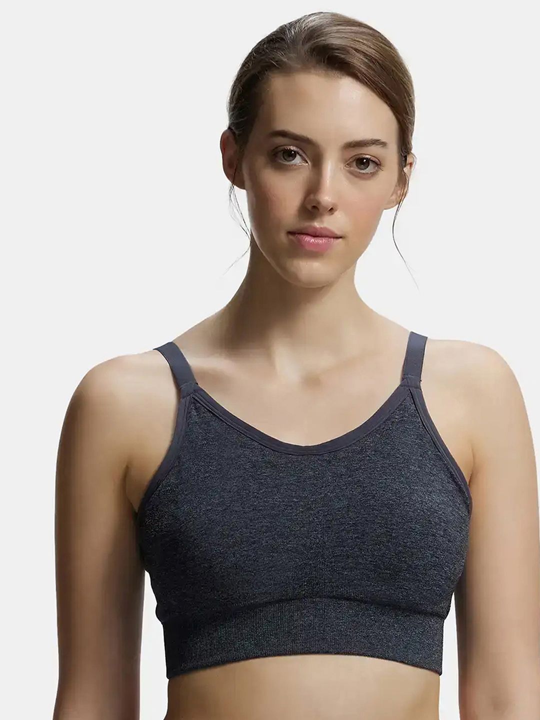 Jockey Wirefree Padded Recycled Racer Back Styling Sports Bra-MI17