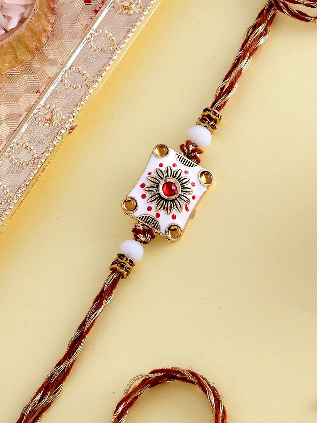 Classic Gems Studded Ethnic Thread Rakhi | Voylla Rakhi