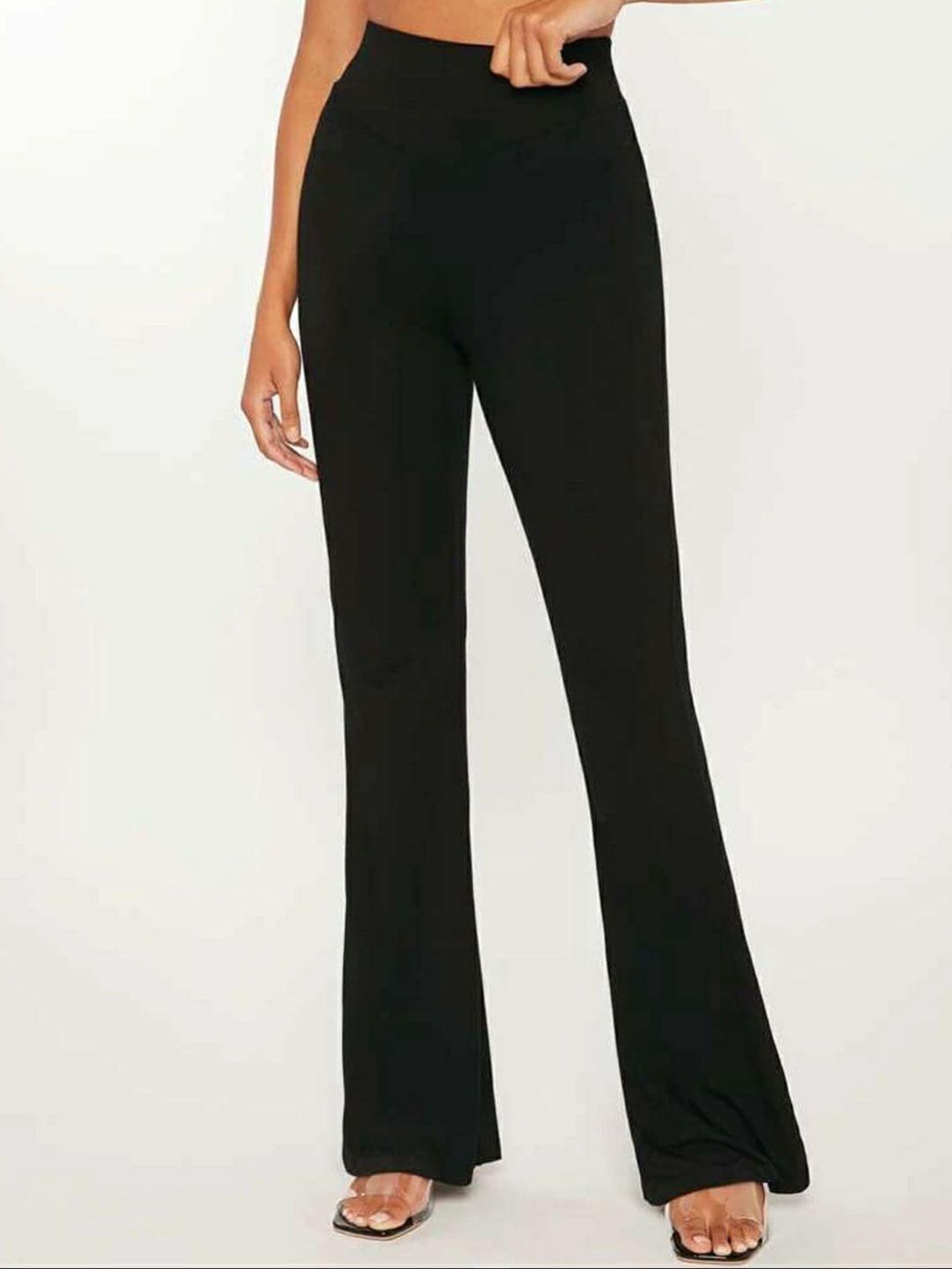 BROADSTAR Women Relaxed Flared High-Rise Bootcut Trousers