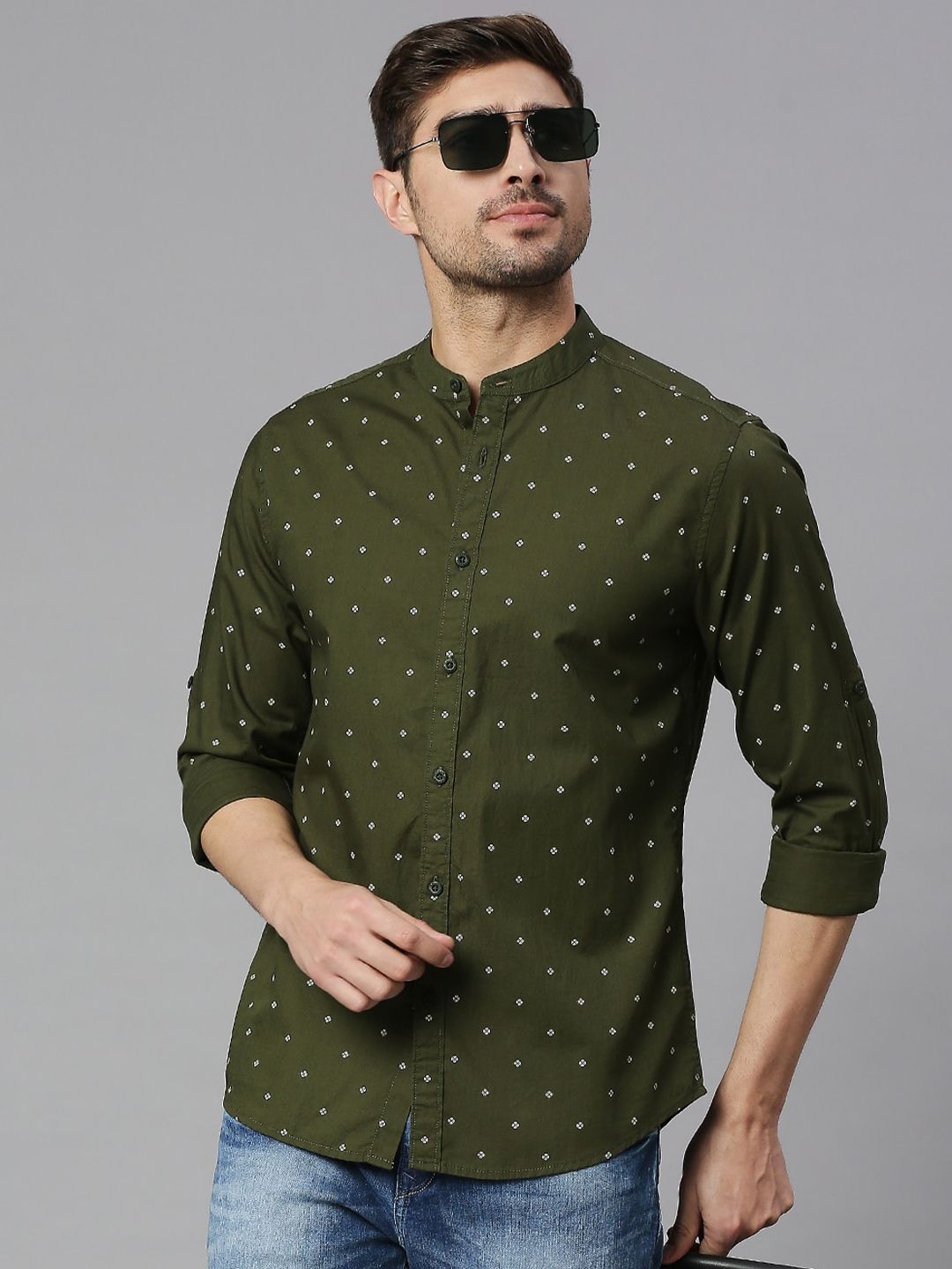 Buy HERE&NOW Classic Slim Fit Opaque Micro Ditsy Printed Pure