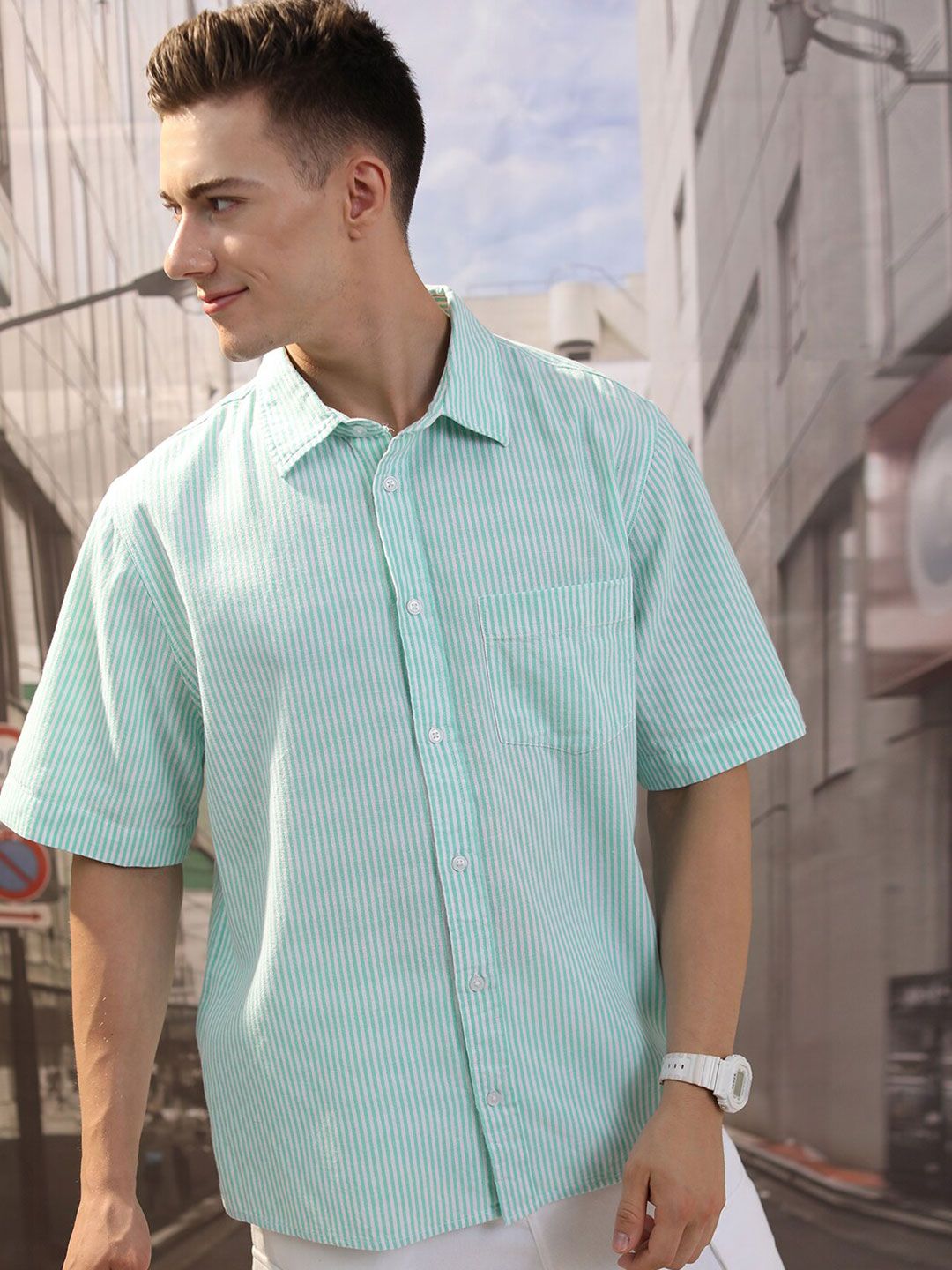HIGHLANDER Men Drop Shoulder Boxy Oversized Fit Shirt