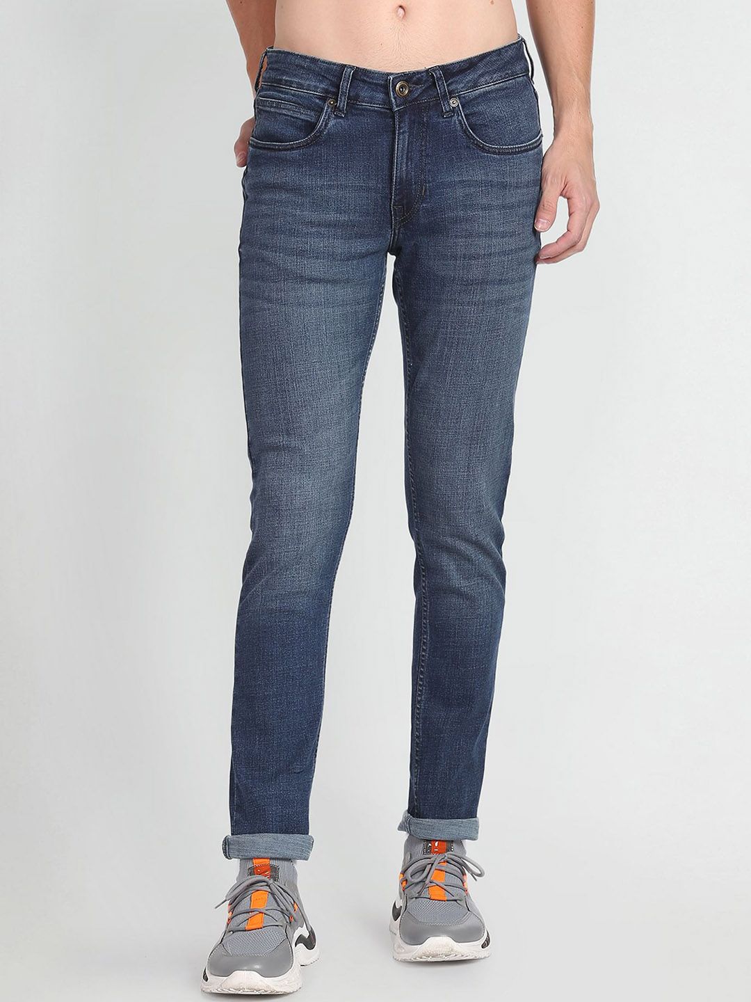 Flying Machine Men Skinny Fit Low Rise Light Fade Stretchable Jeans