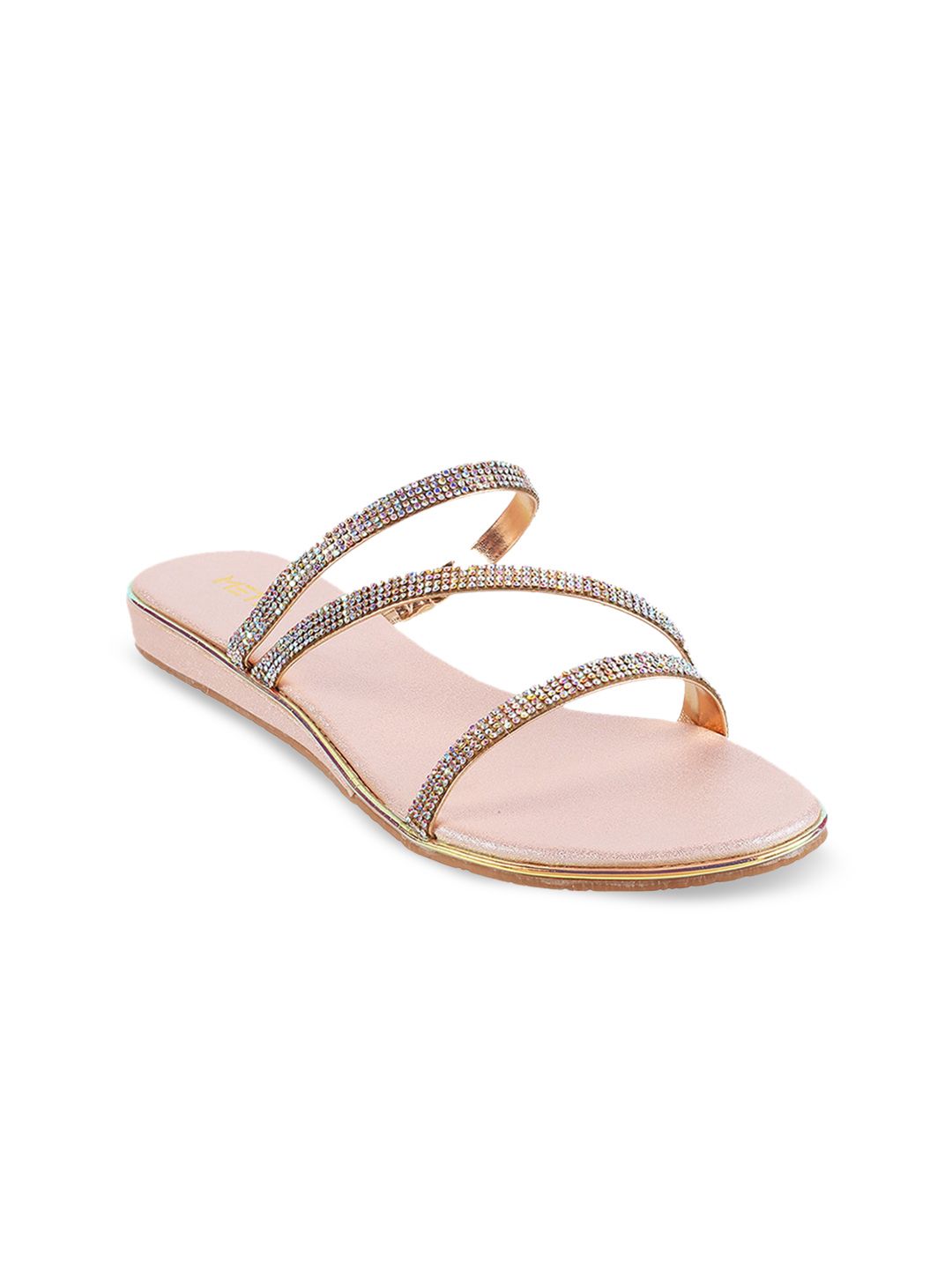 Metro Embellished Open Toe Flats