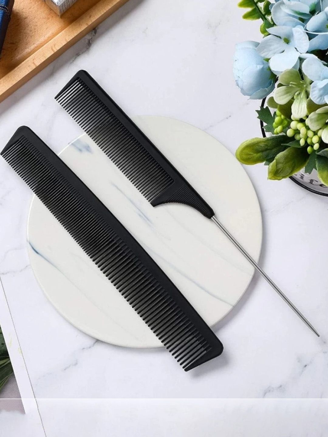 FEELHIGH Set Of 2 Black Hair Cutting Combs