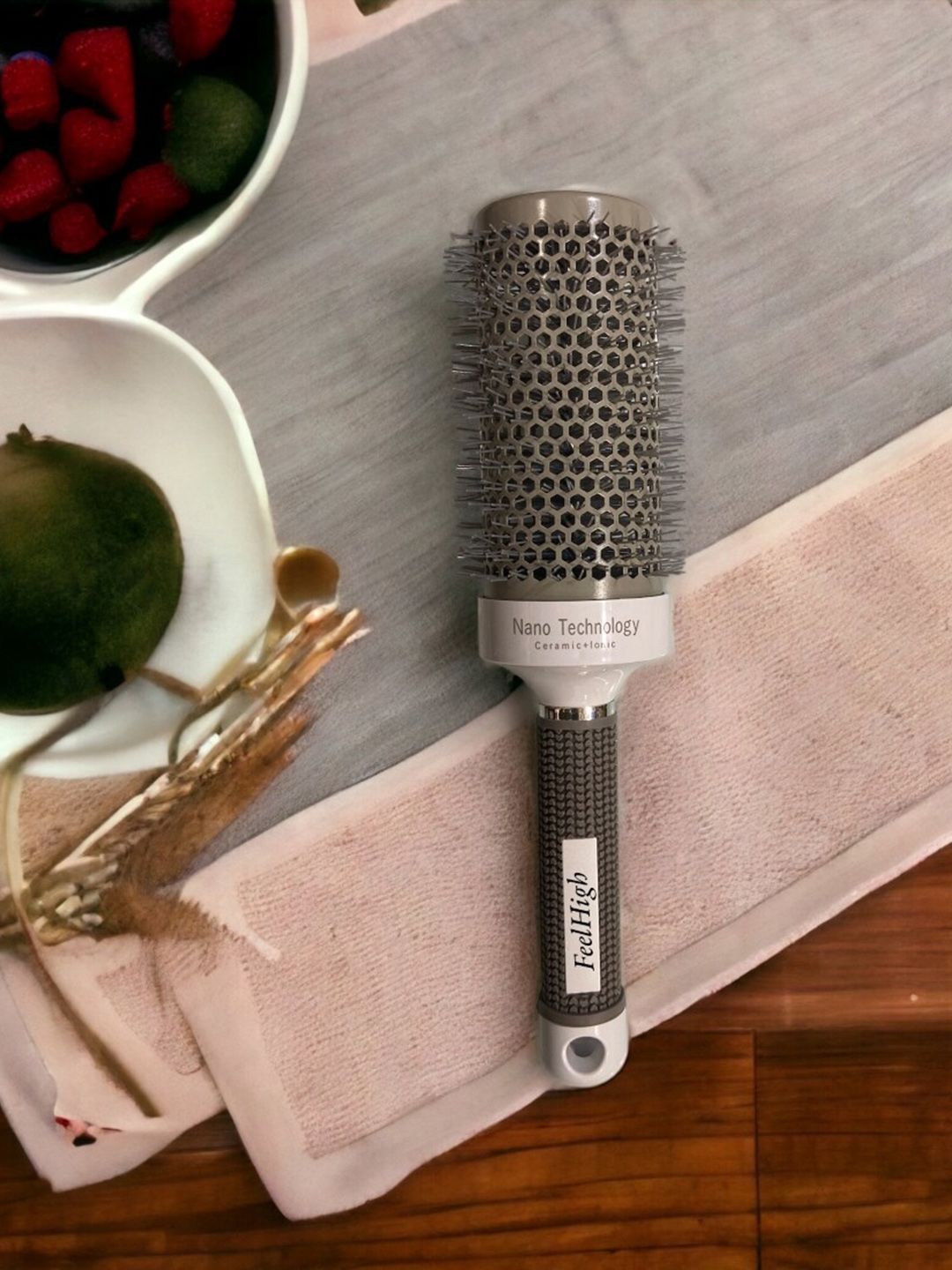 FEELHIGH Nano Technology Ceramic Barber Hair Dressing 52mm Round Styling Brush - Grey