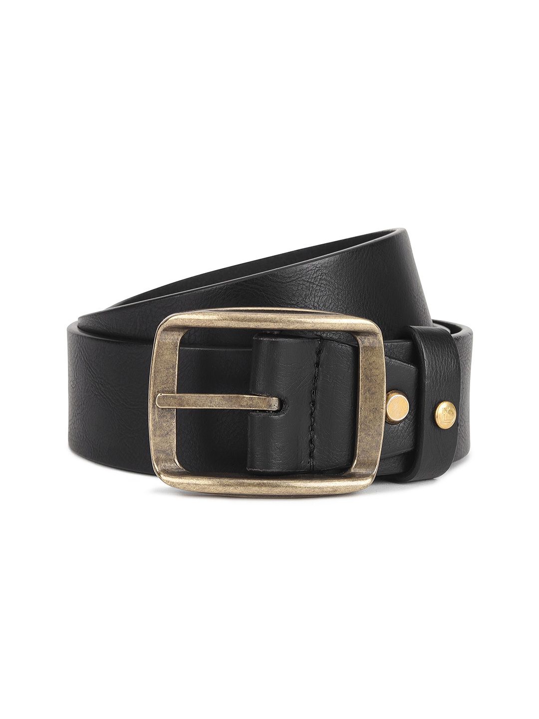 Urbano Plus Men Black Textured Leather Belt