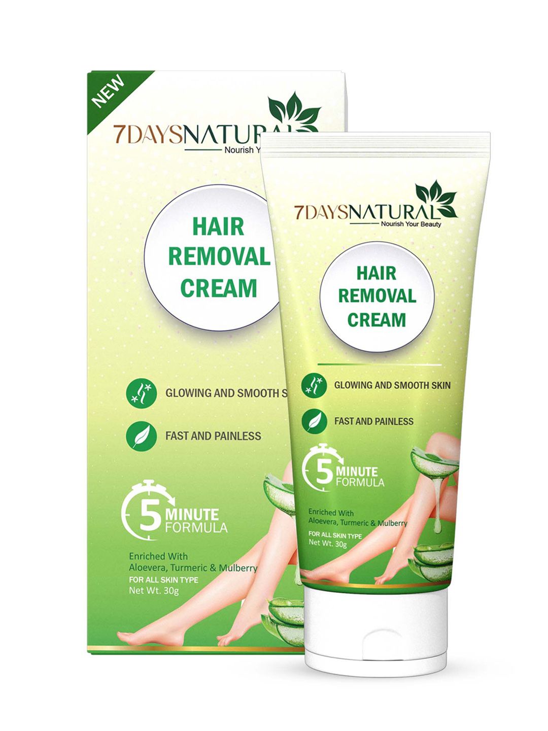 7DAYSNATURAL Hair Removal Cream With Vitamin E & Aloe Vera For Smooth Skin - 30g