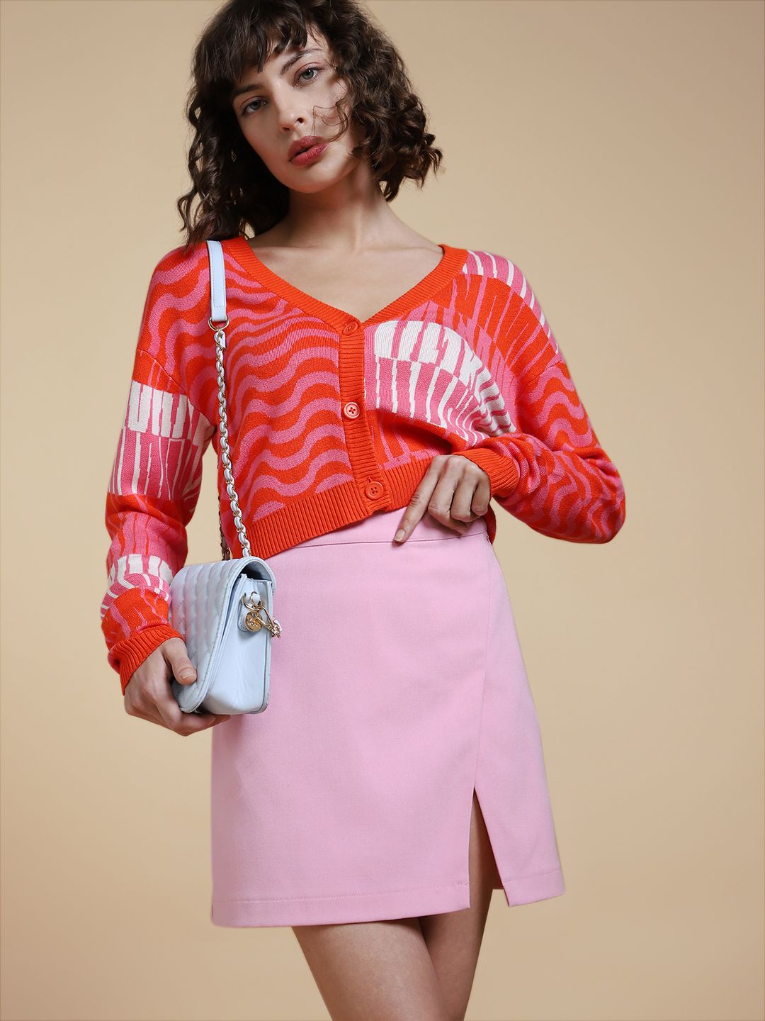 Vero Moda Abstract Printed Crop Cardigan