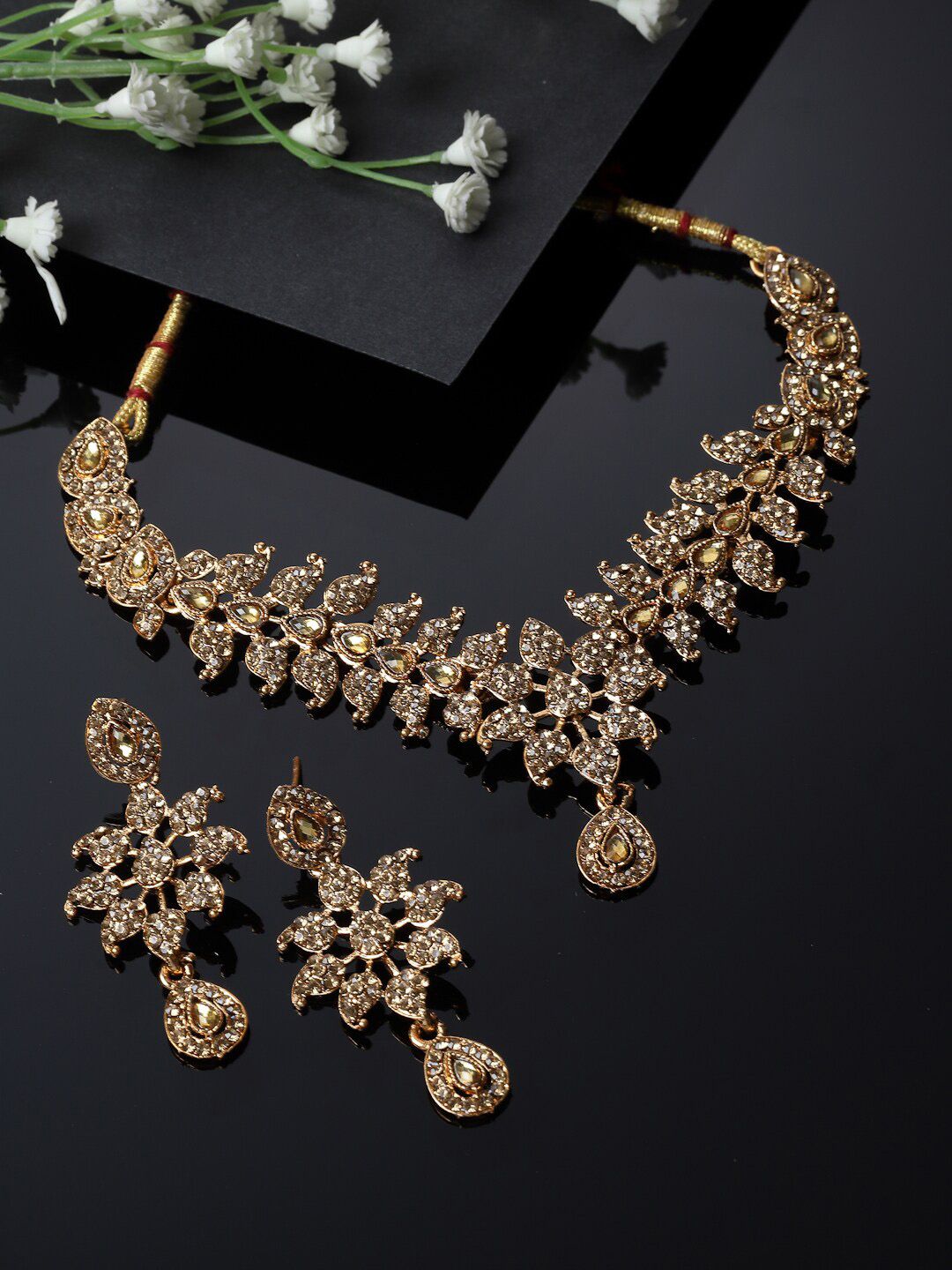 Sukkhi Gold-Plated AD Stone Studded & Beaded Jewellery Set