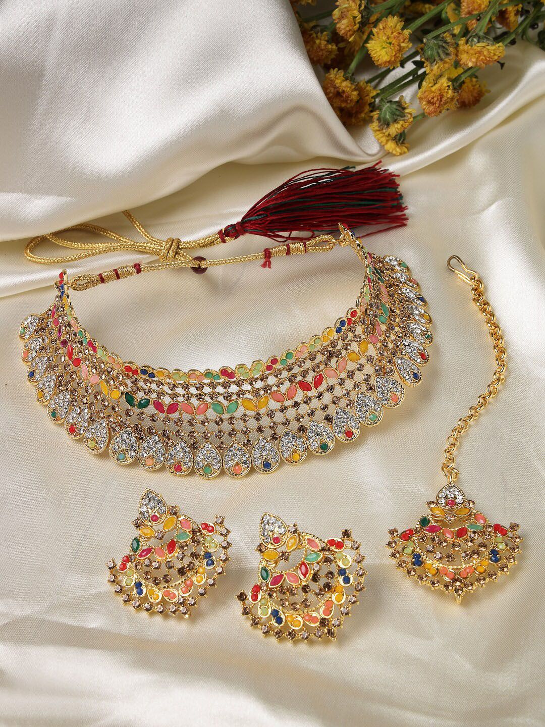 Buy Sukkhi Gold Plated AD Studded & Beaded Jewellery Set -  - Accessories for Women