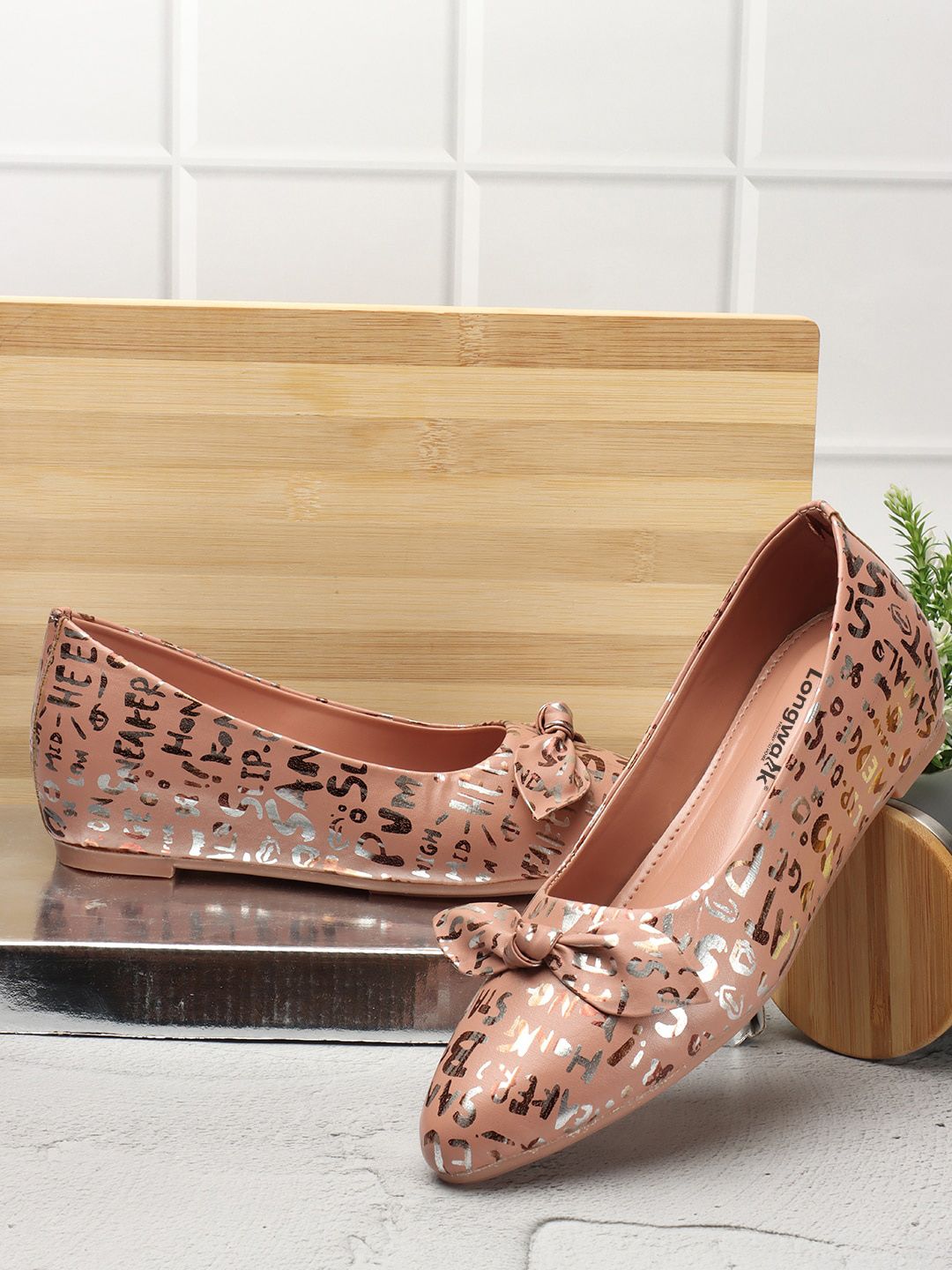 Buy Longwalk Printed Bow Detail Ballerinas -  - Footwear for Women