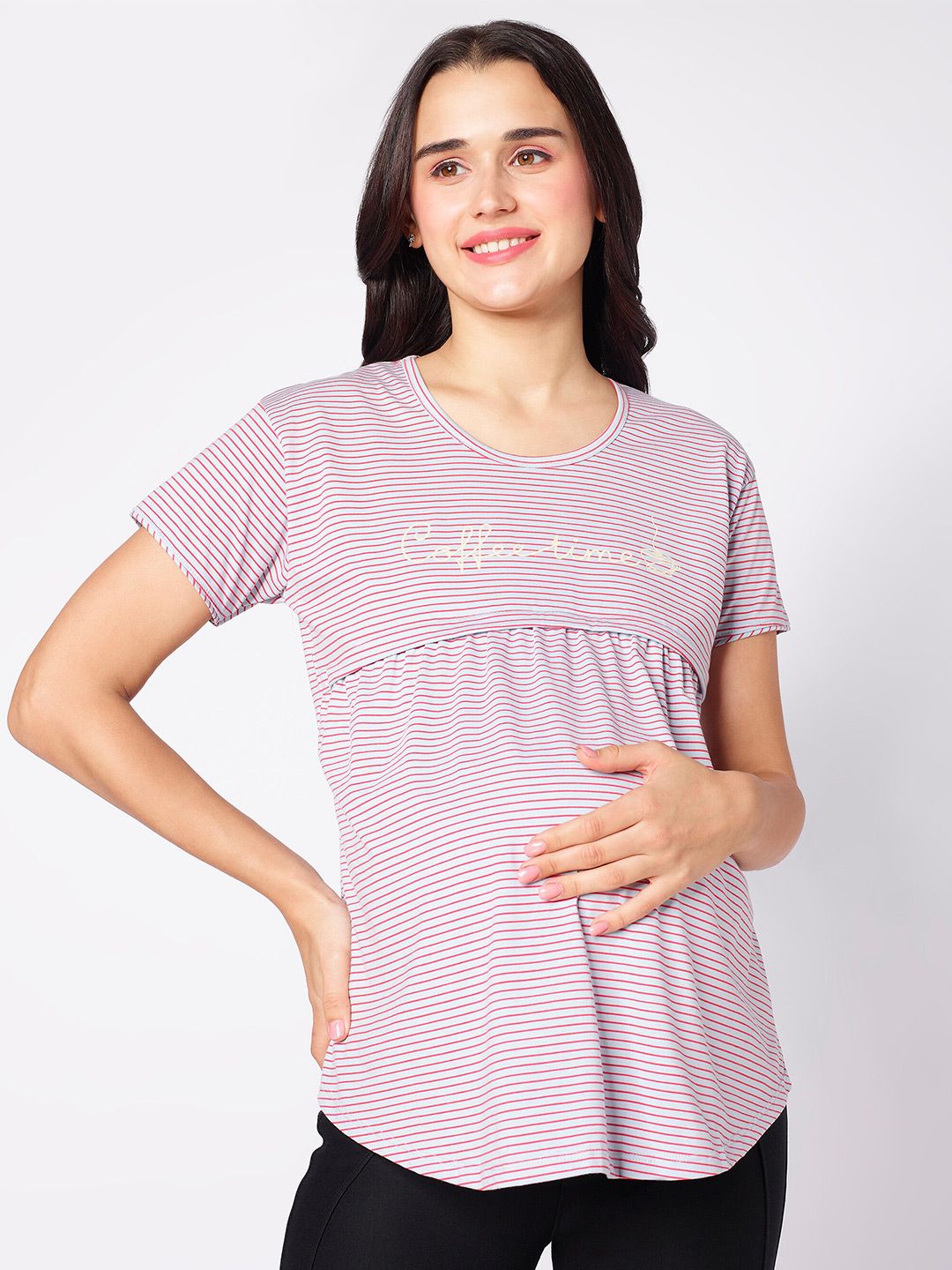 beebelle Grey Striped Maternity Top
