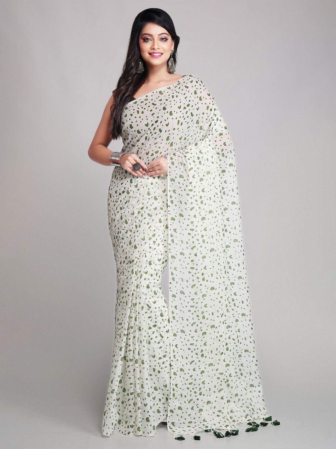 WoodenTant Abstract Printed Pure Cotton Saree
