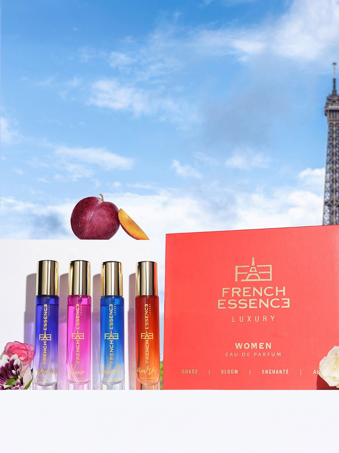 FRENCH ESSENCE Luxury Women Set Of 4 Eau De Parfum -15ml each-Grace-Enchante-Bloom-Aura