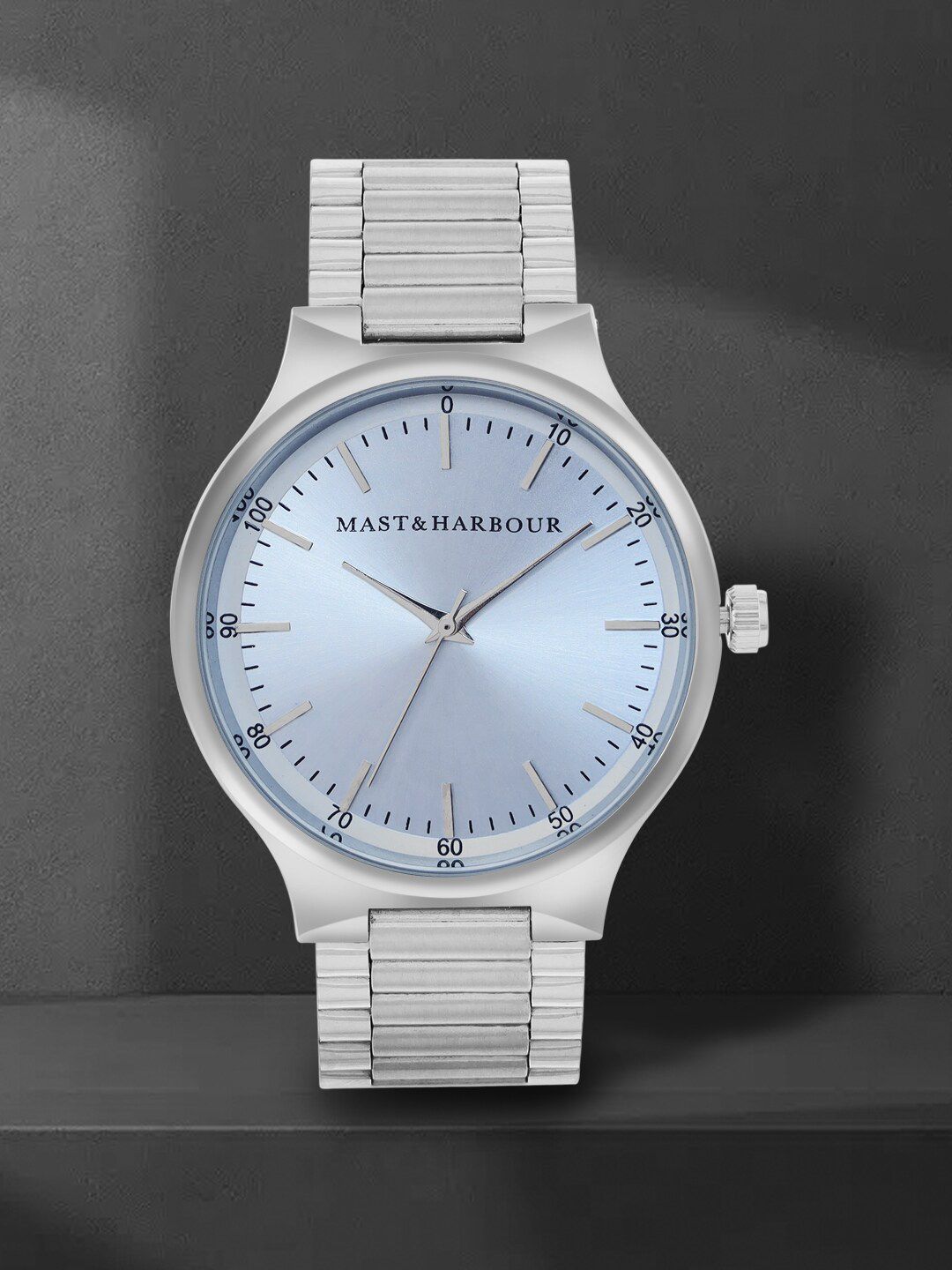 Buy Mast & Harbour Men Blue & Silver Toned Round Analogue Watch MH_SS23_2B -  - Accessories for Men
