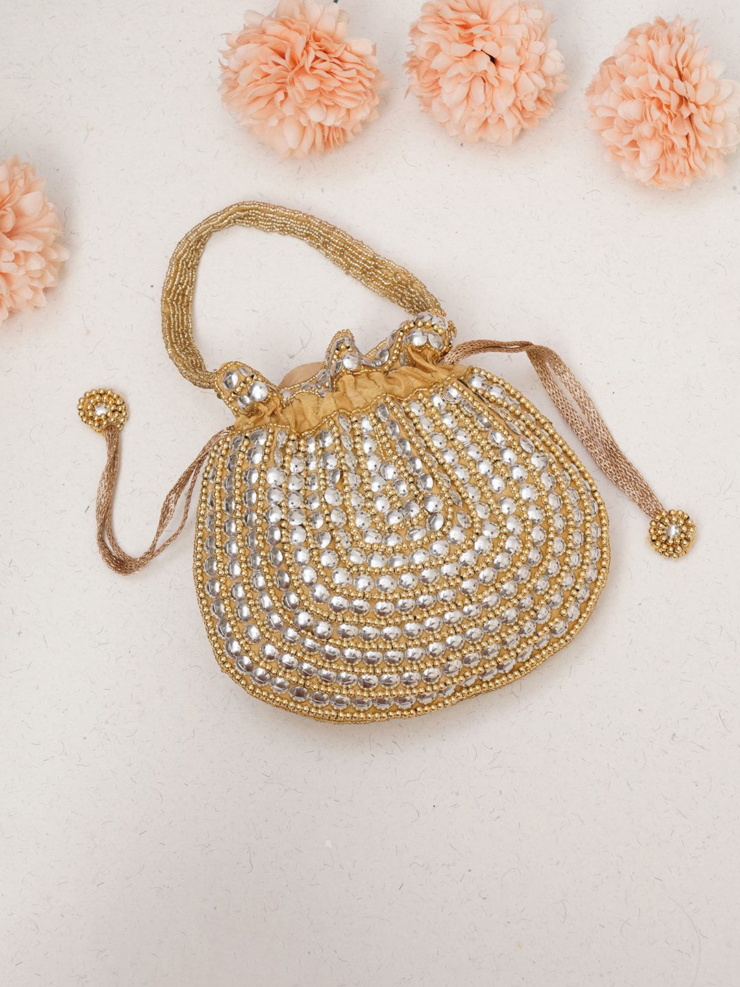 FABBHUE Embellished Cotton Potli Clutch