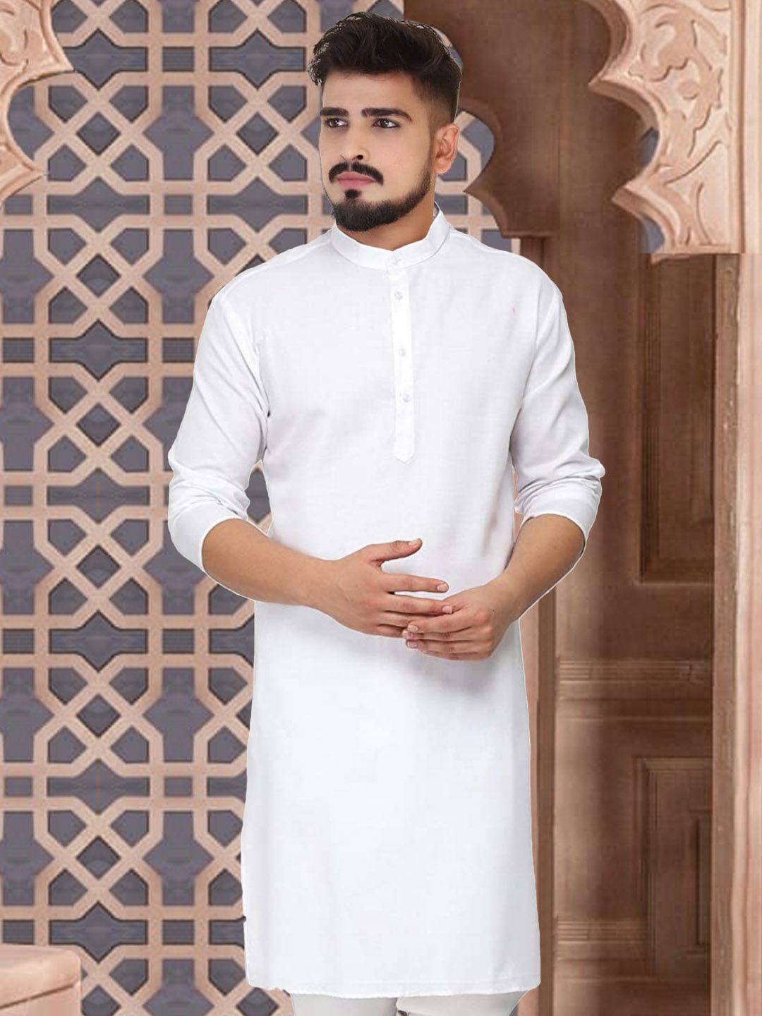 CELLUX Band Collar Long Sleeves Straight Kurta