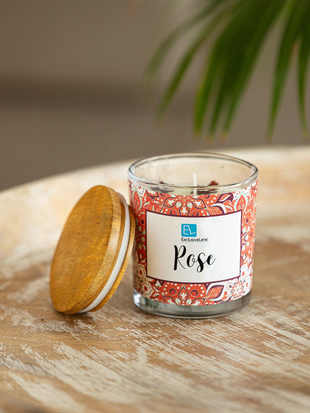 ExclusiveLane Handmade Scented 1 Wick Rose Ethnic Motifs Geometric Regular Jar Candles
