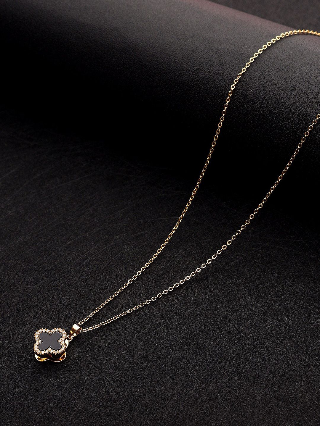 Mali Fionna Gold-Plated Stone Studded Pendant With Chain