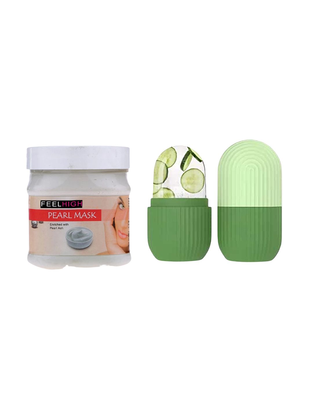 FEELHIGH Set Of 2 Ice Roller-10ml With Pearl Mask-500ml