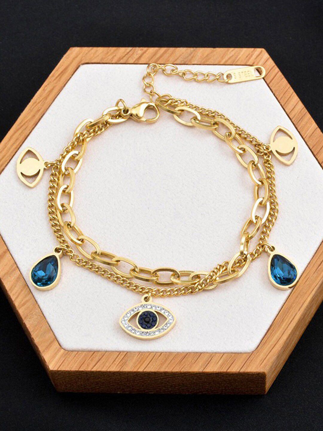 Jewels Galaxy American Diamond Gold-Plated Wraparound Bracelet