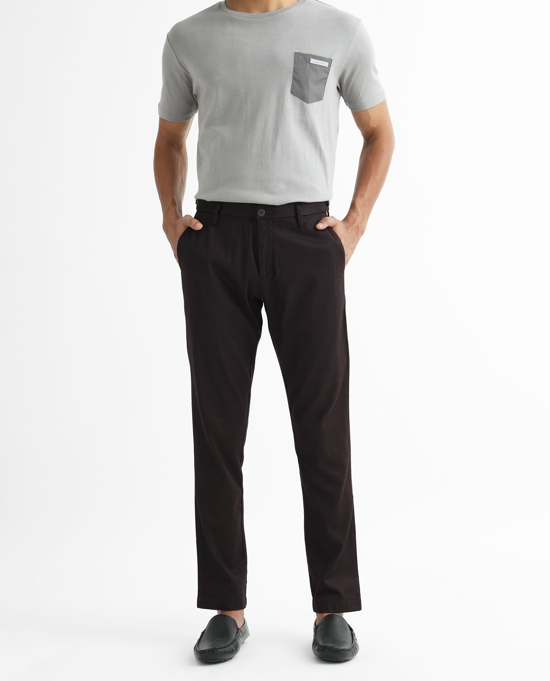 RARE RABBIT Men Maroon Regular Fit Plain Trouser