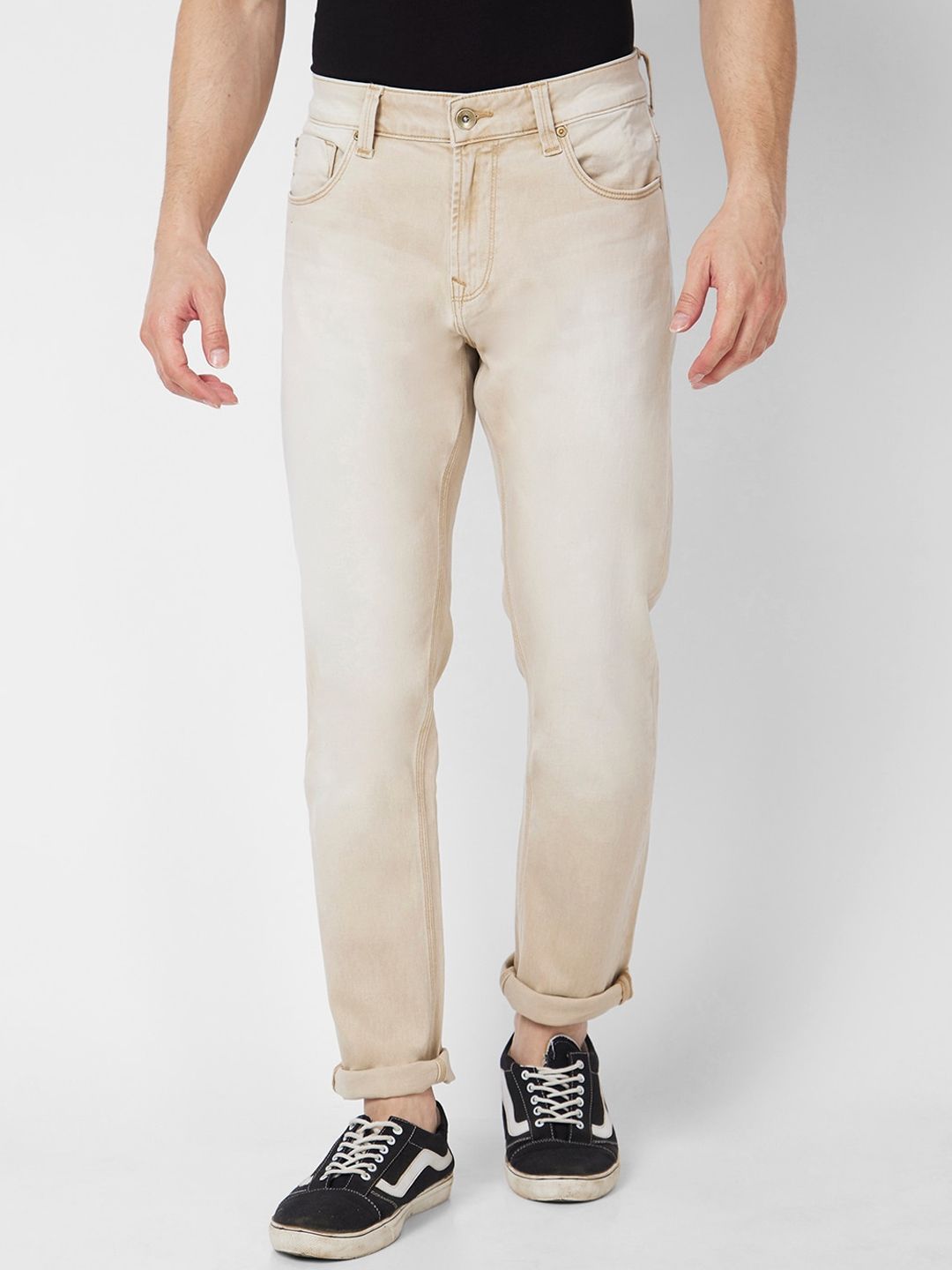 SPYKAR Men Clean Look Slim Fit Narrow Light Fade Low-Rise Stretchable Jeans