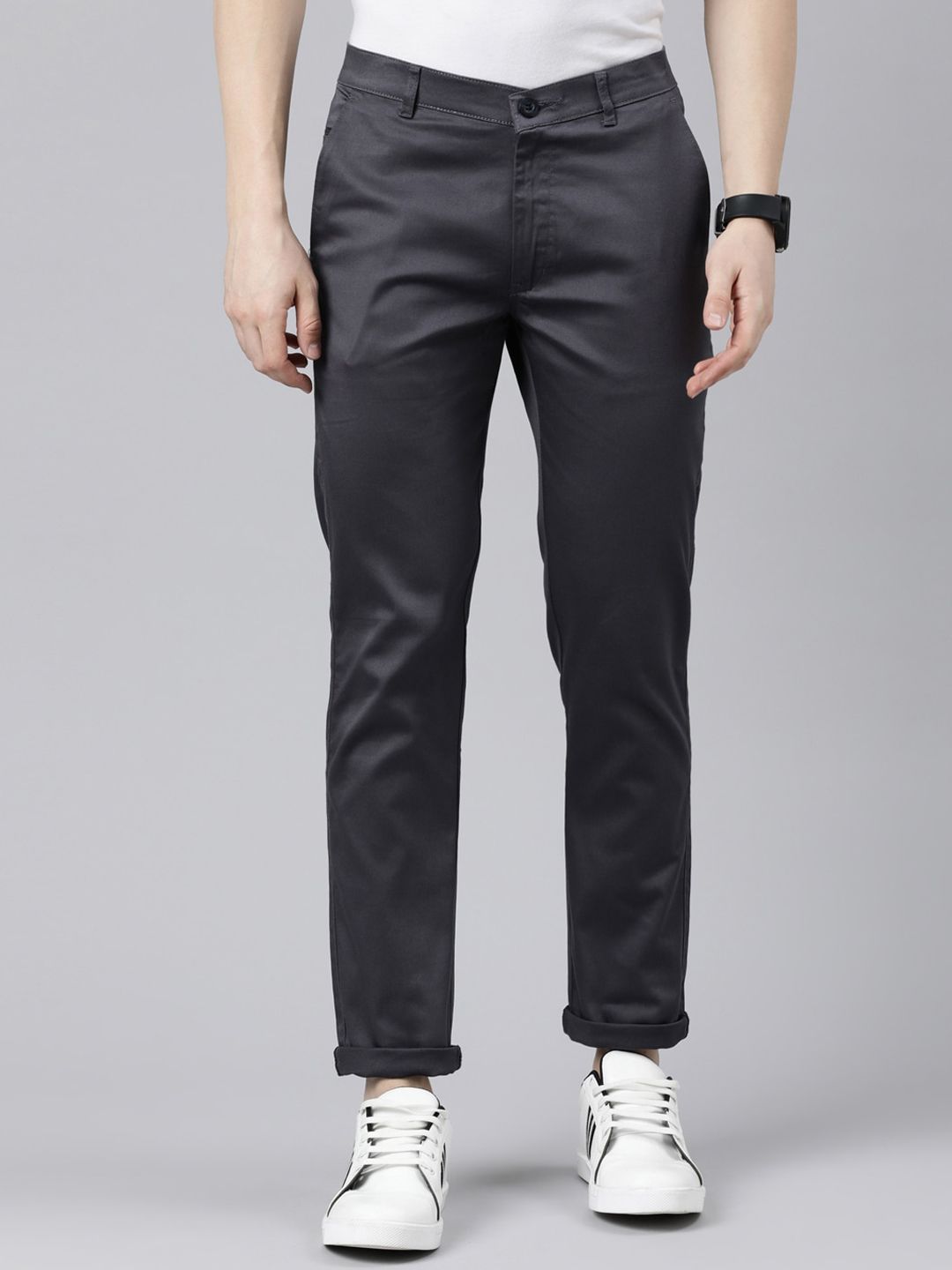 CINOCCI Men Mid-Rise Slim Fit Cotton Trousers