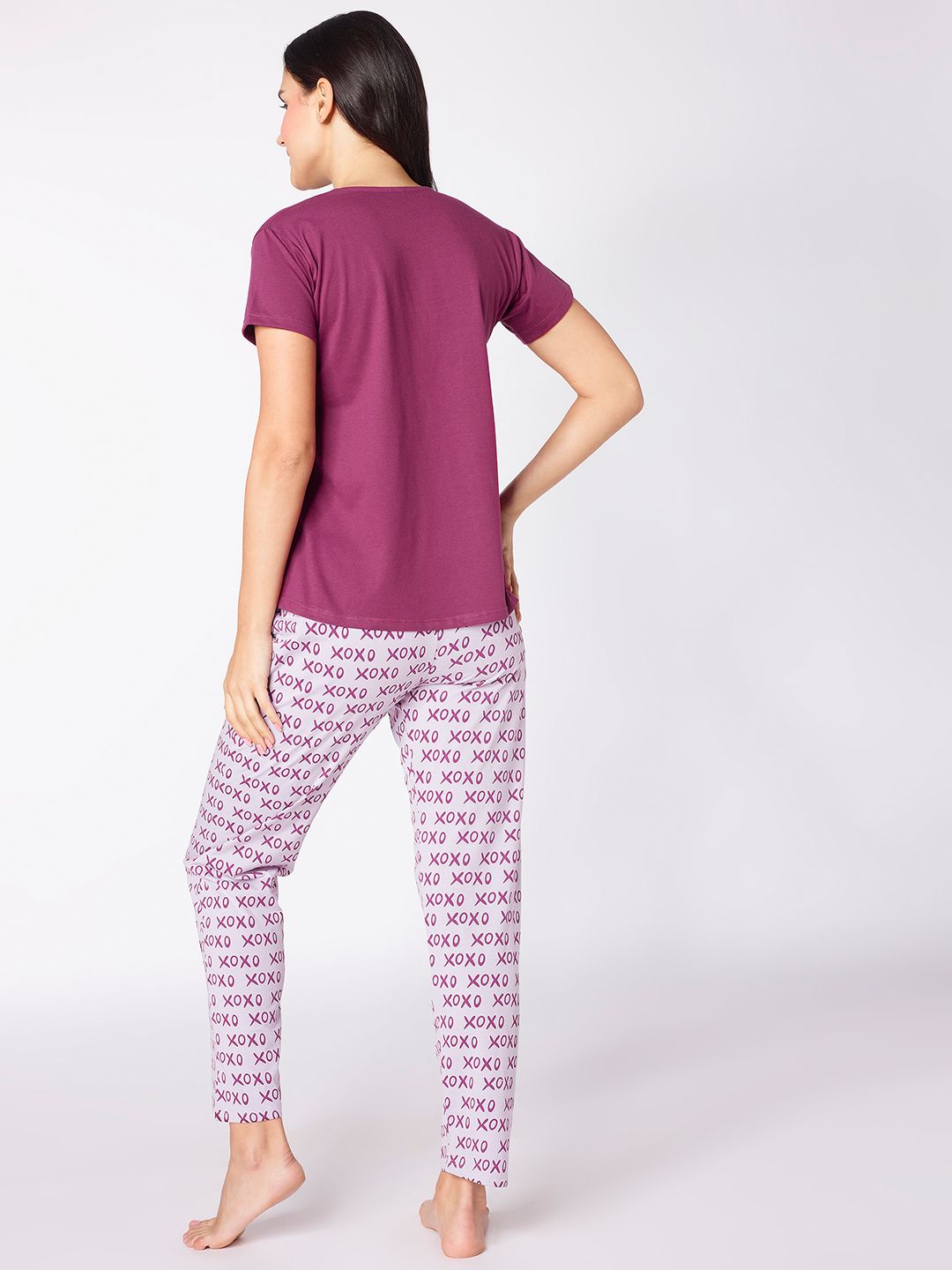 Purple & Mauve Typography Printed Night suit 5