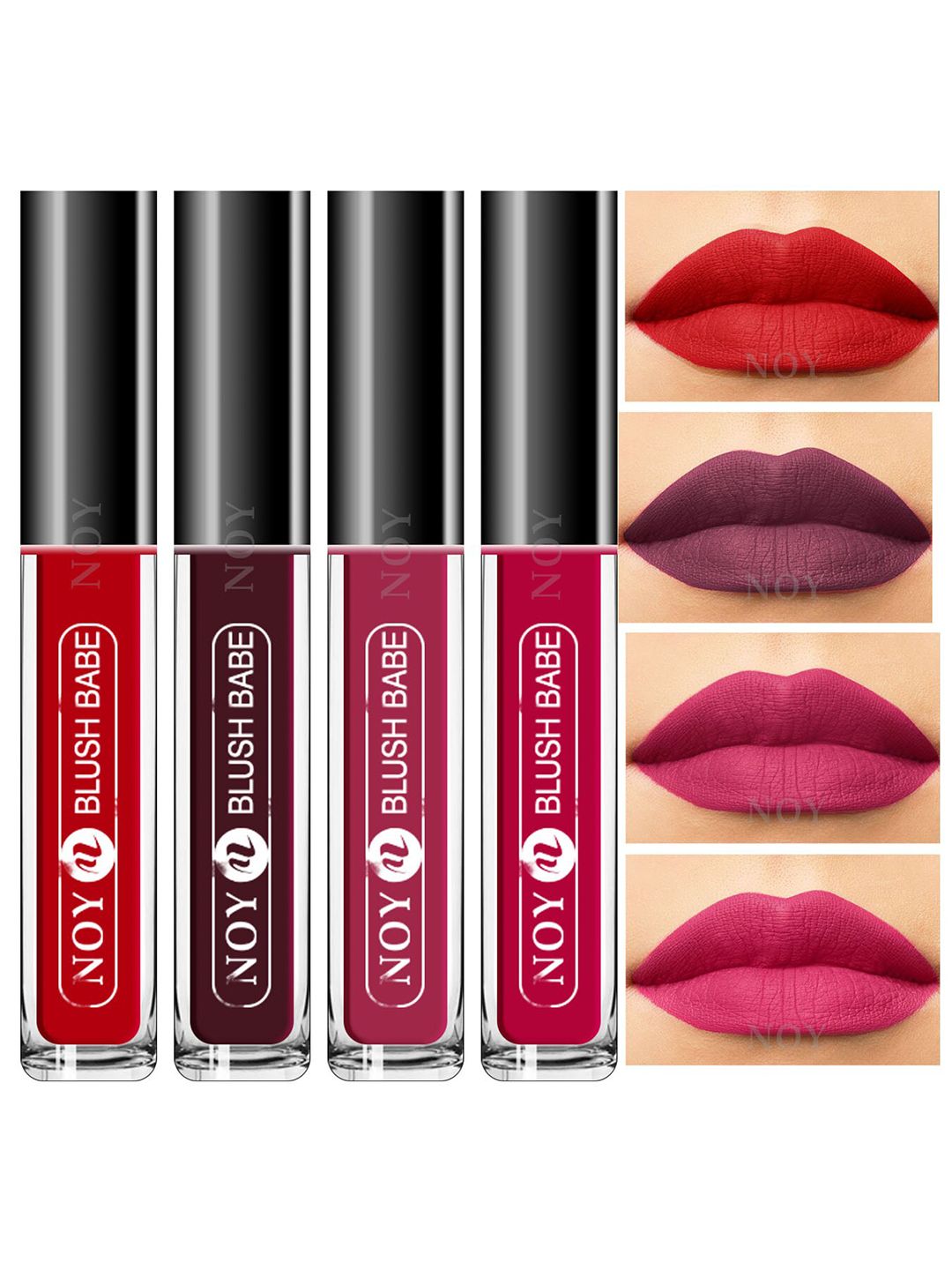 NOY Set of 4 Blush Babe Smudge-Free Matte Liquid Lipstick 4 ml each - Shade 04-05-06-08