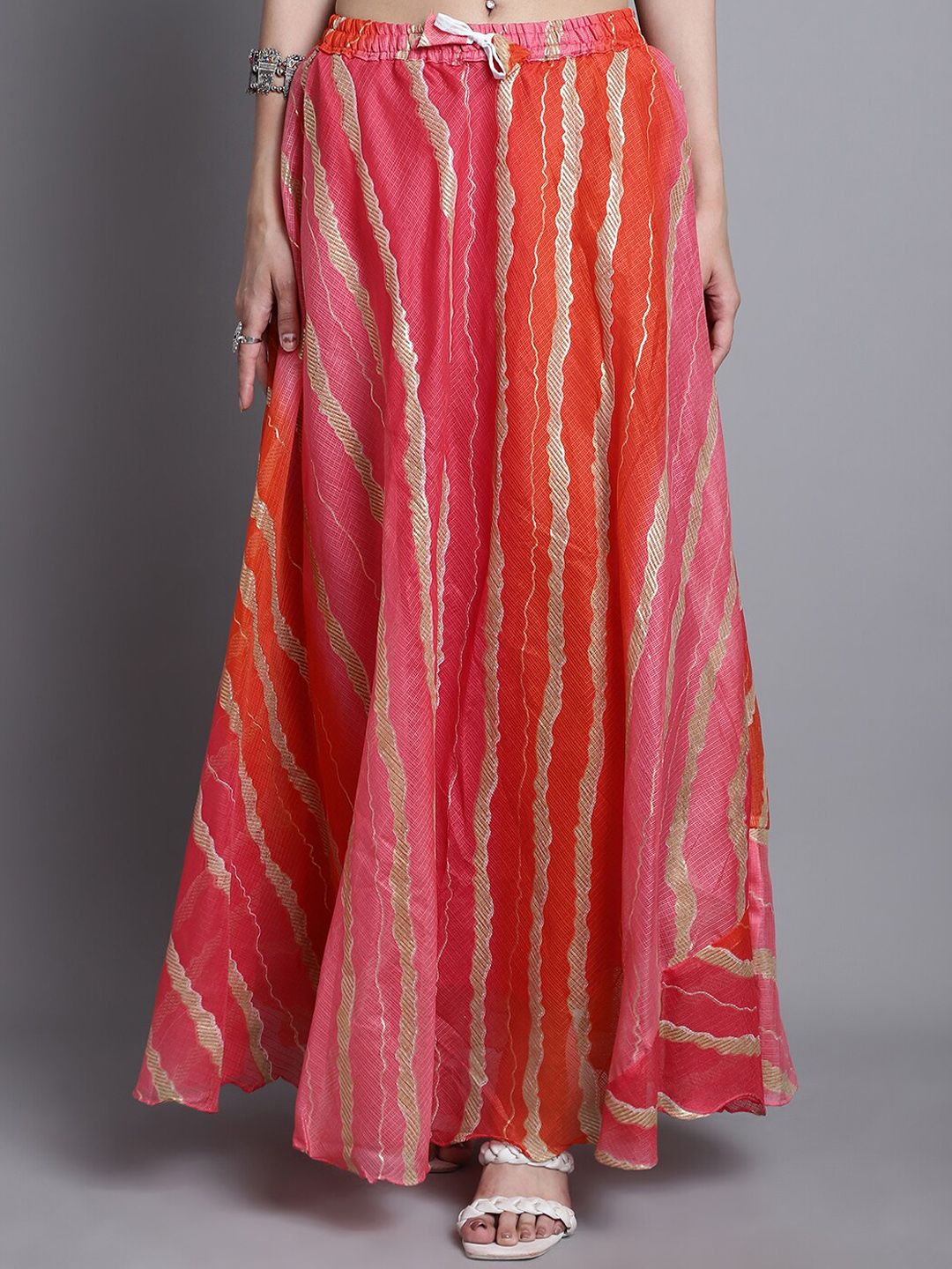 SOUNDARYA Printed Cotton Flared Maxi Skirt