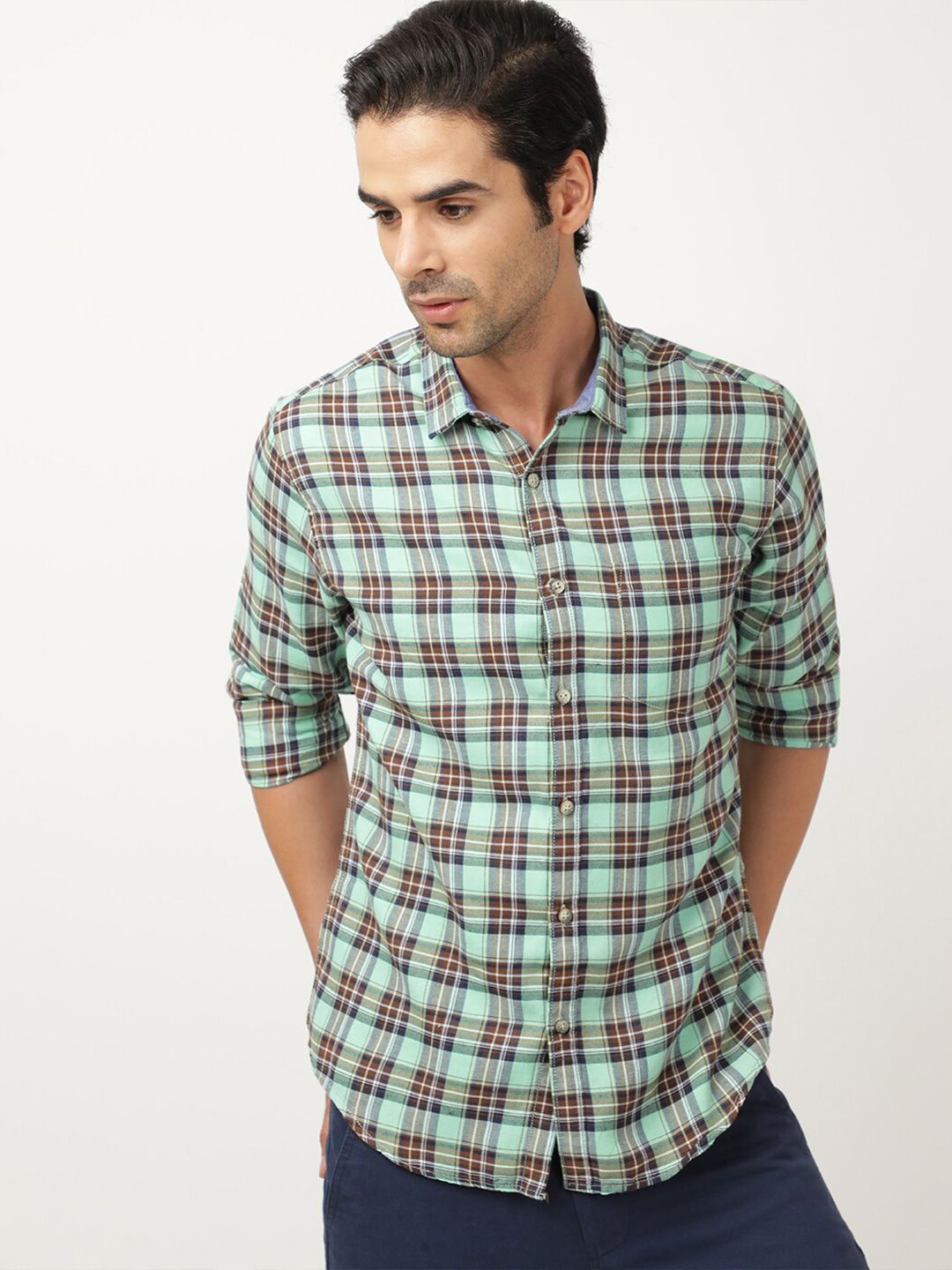 Hardsoda by The Indian Garage Co Slim Fit Tartan Checks Checked Casual Shirt