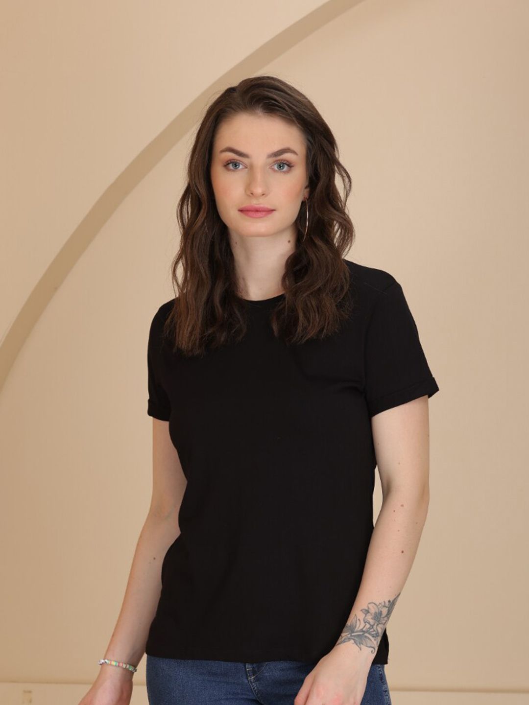 TITTLI Alina Pure Cotton Turn-Up Sleeve T-Shirt