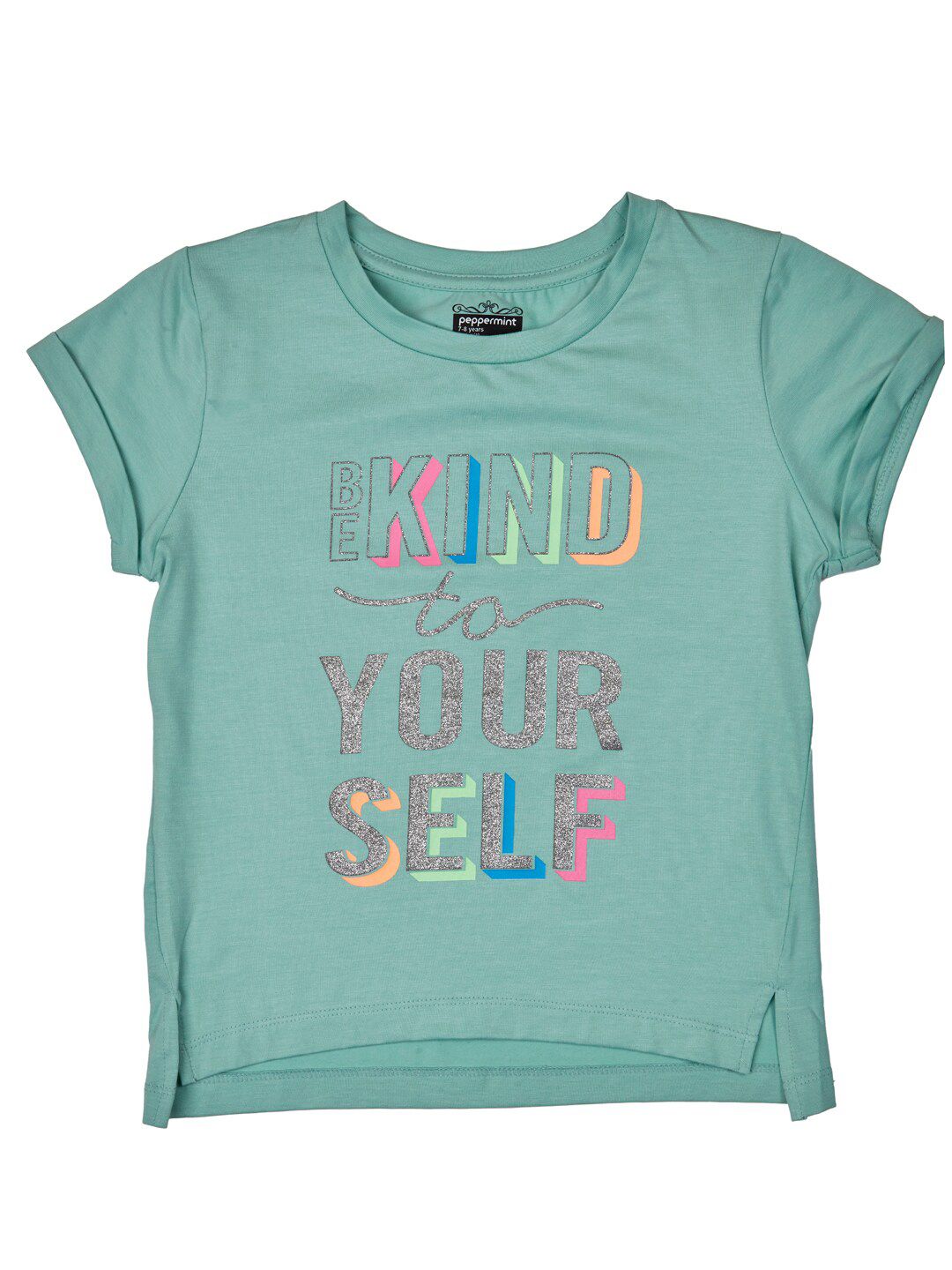 Peppermint Girls Typography Printed Round Neck T-shirt