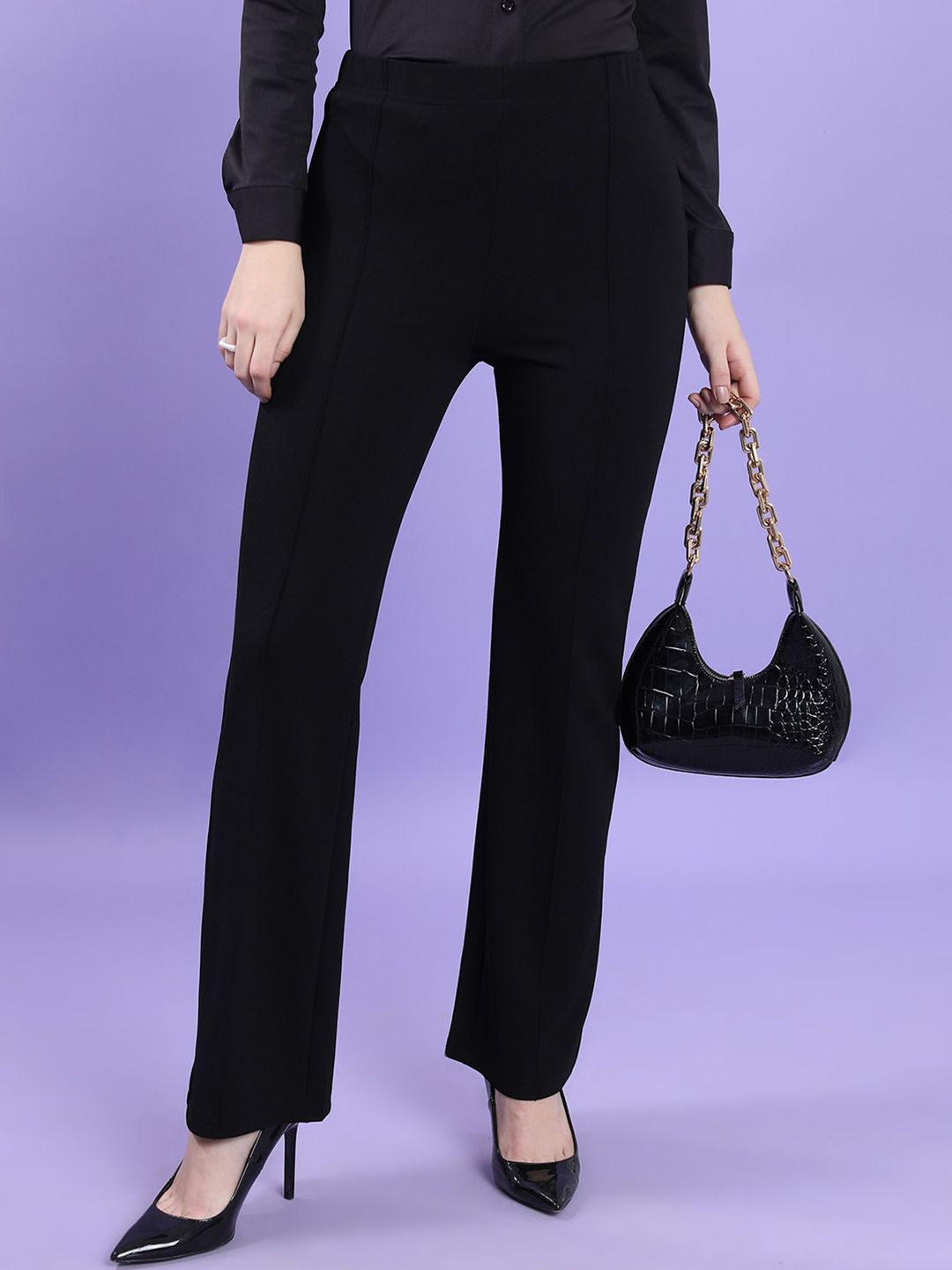 CHIC BY TOKYO TALKIES Women High-Rise Regular Fit Bootcut Trousers