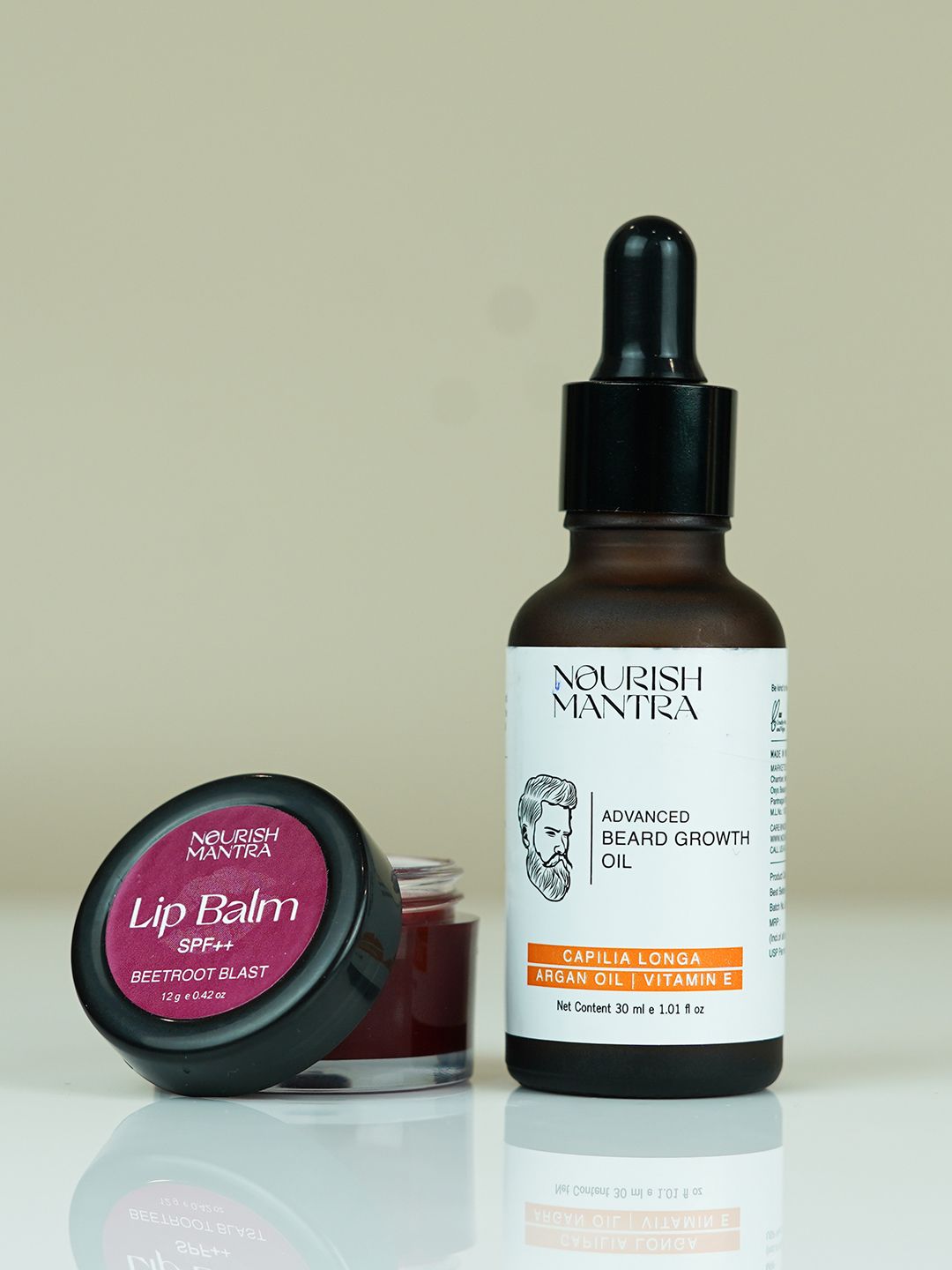Nourish Mantra Advanced Beard Growth Oil 30ml & Beetroot Blast Lip Balm 12g