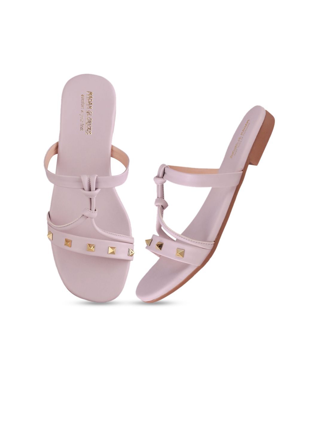 madam glorious Embellished Open Toe Flats