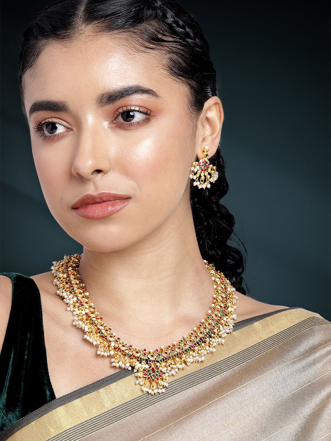 Peora Gold-Plated Beaded Jewellery Set