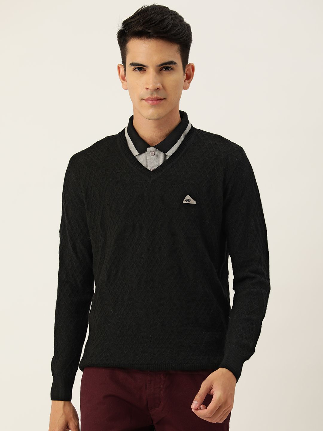 Monte Carlo Men Self Design Woollen Pullover