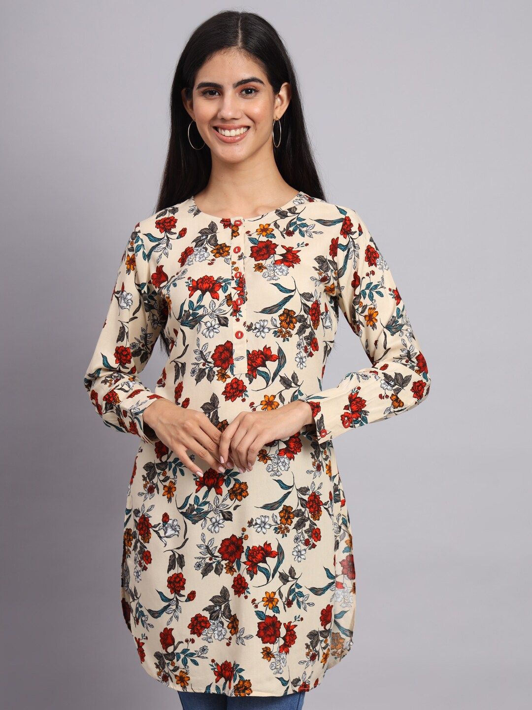 Tissu Floral Printed Straight Kurti