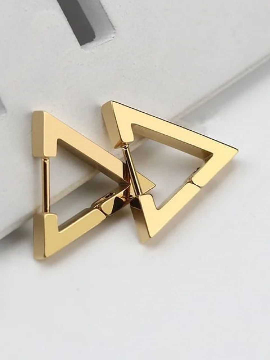 KRYSTALZ Set Of 2 Gold-Plated Triangular Studs
