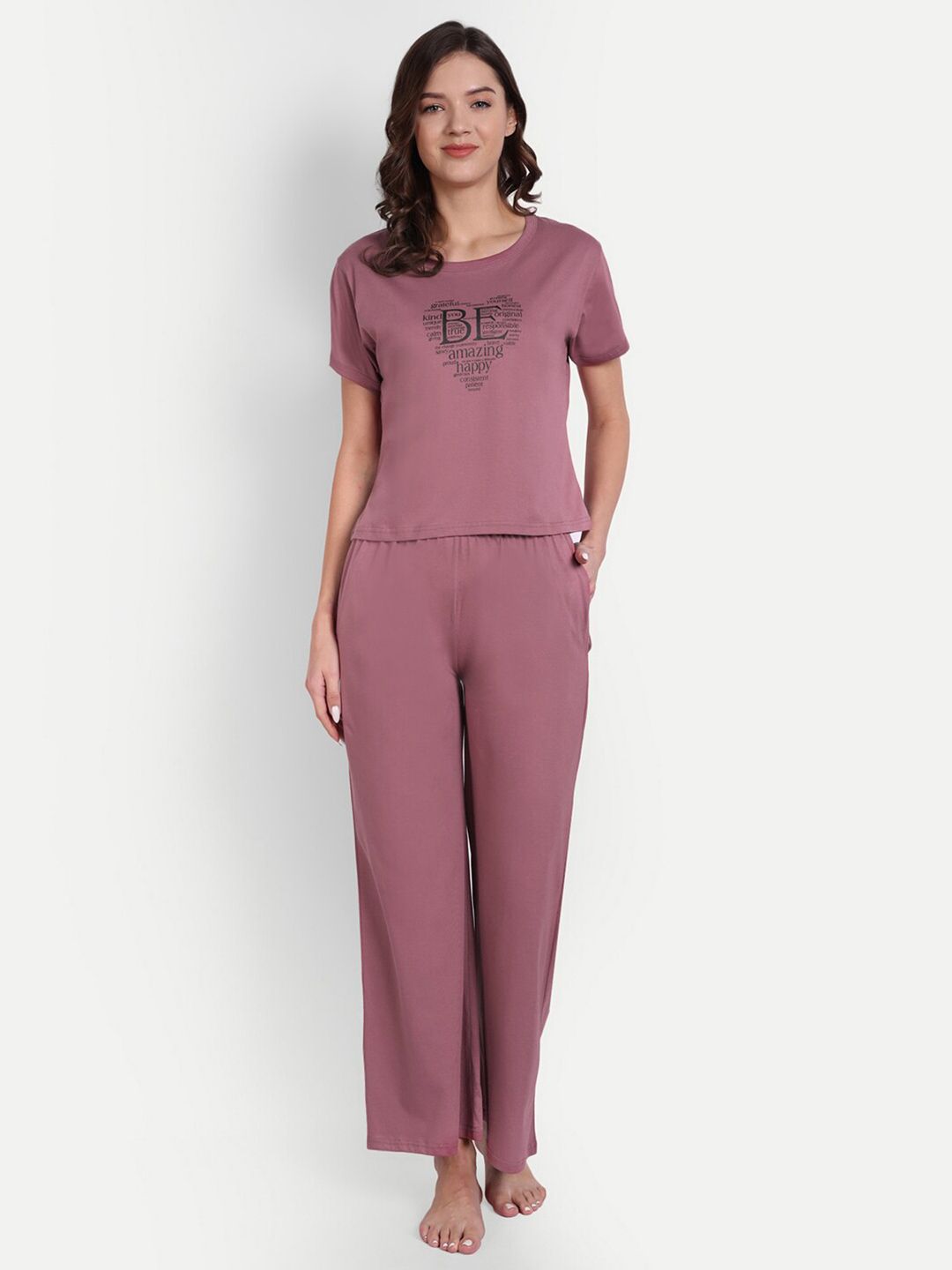 Bedtime story Round Neck Printed Pure Cotton T-Shirt & Pyjama