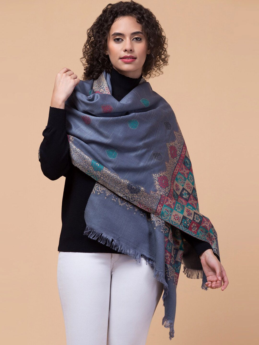 Tweedle Ethnic Motifs Woven Design Shawl