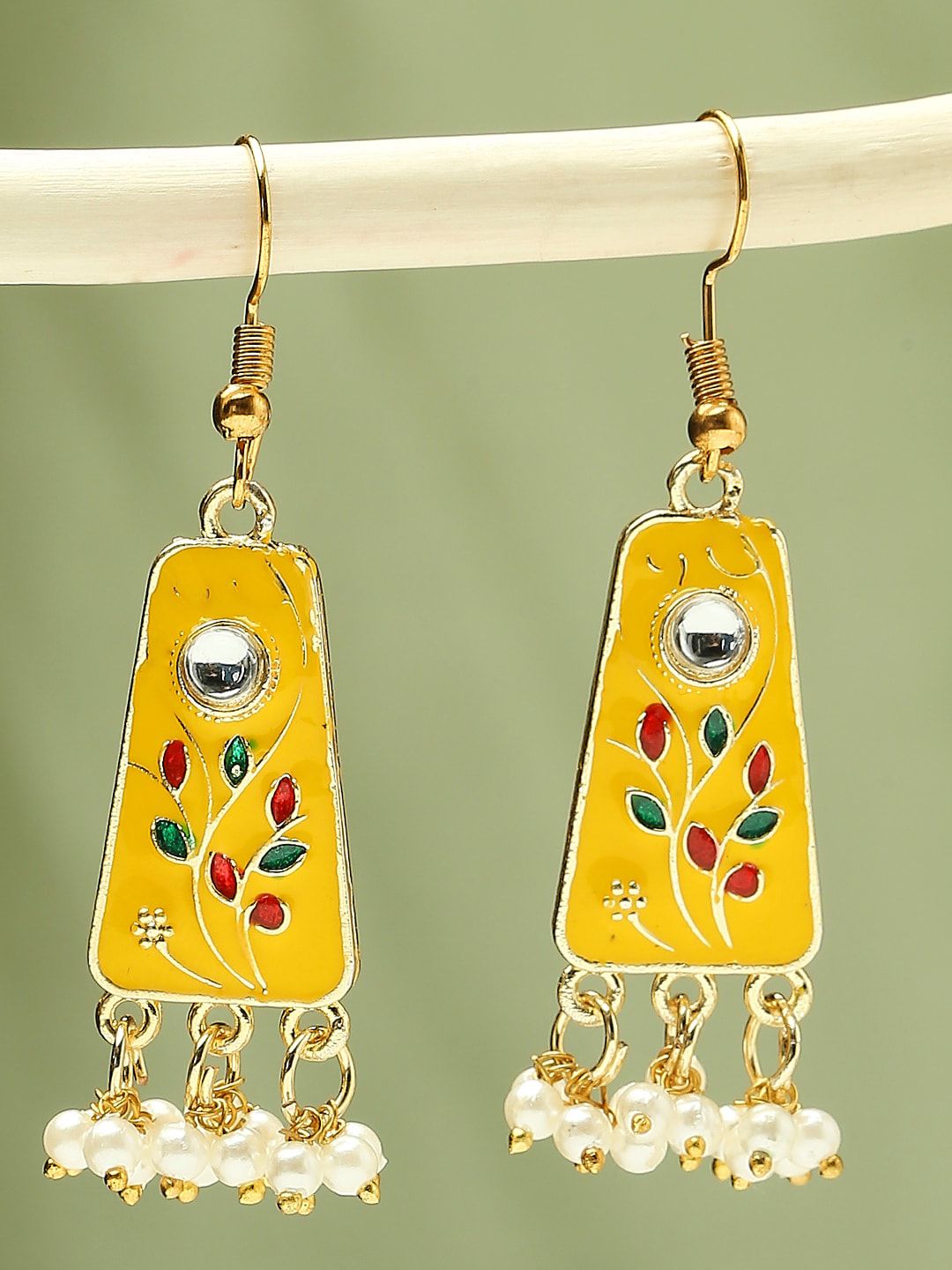 OOMPH Yellow Geometric Drop Earrings