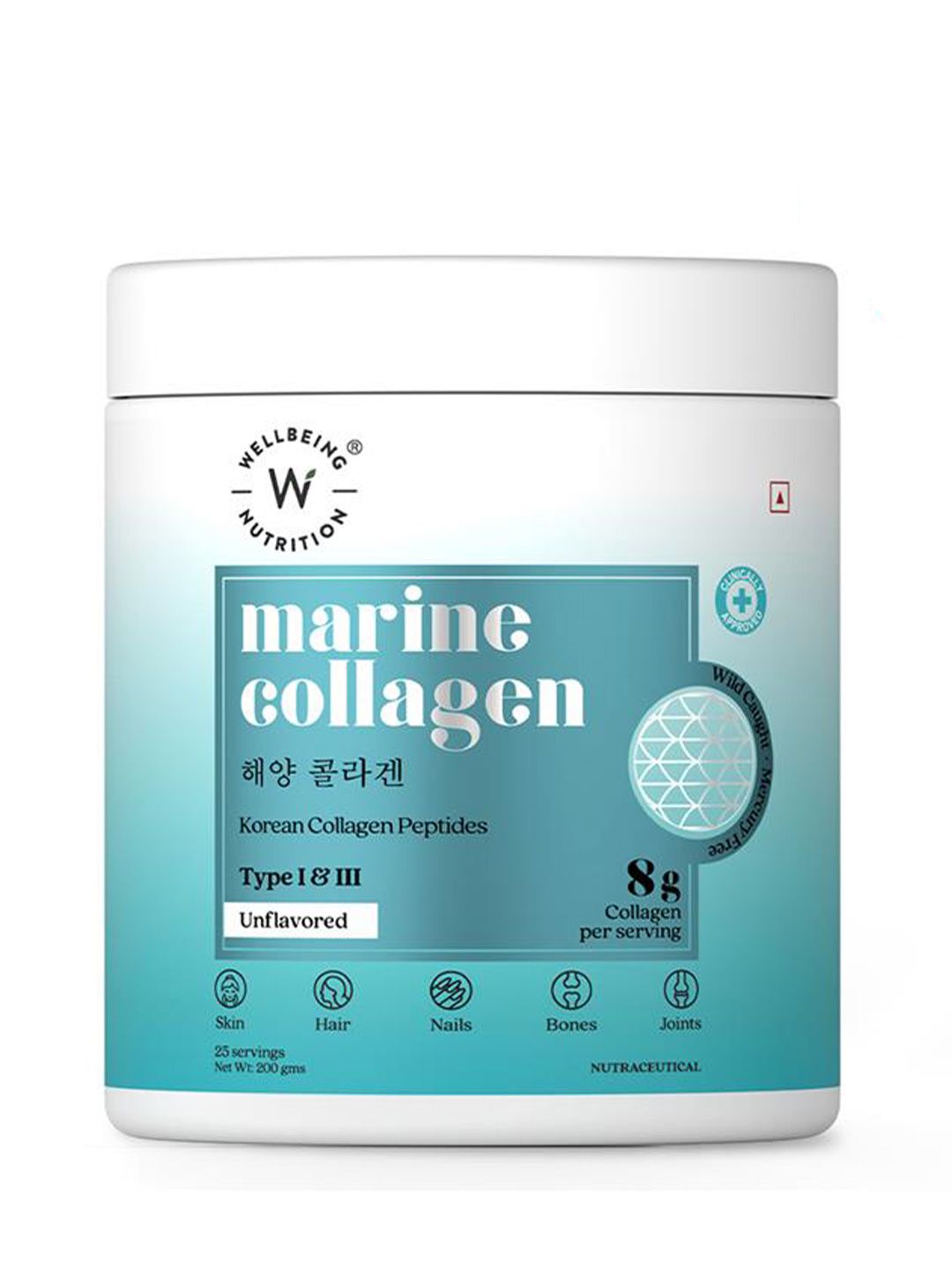 Wellbeing Nutrition Korean Marine Unflavored Collagen Peptides Fine Lines & Wrinkles  200g