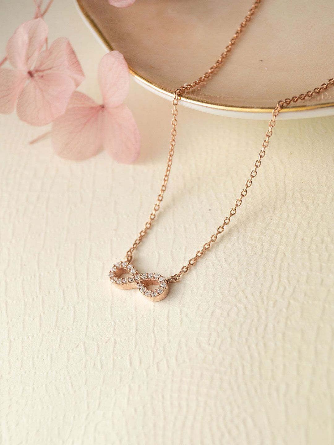Buy MANNASH Rose Gold Plated Infinity Sterling Silver Cubic Zirconia Studded Chain -  - Accessories for Women