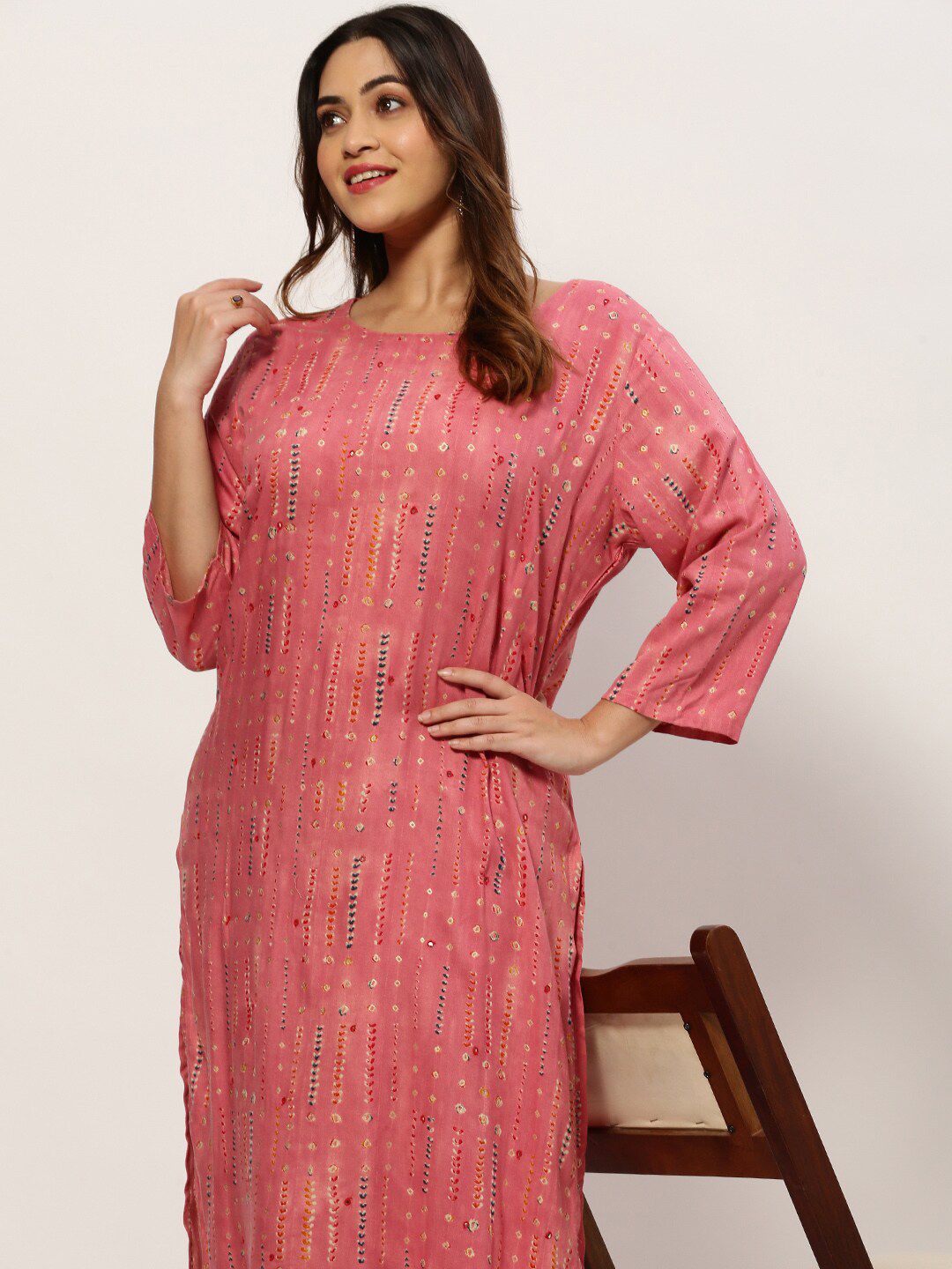 SHOWOFFFF Ethnic Motif Printed Straight Kurta