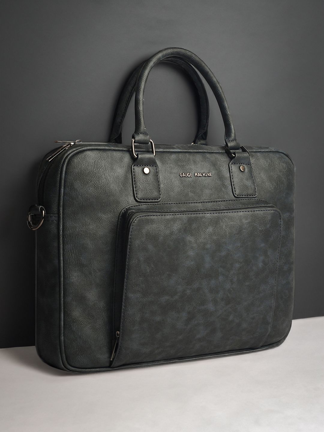 Gauge Machine Solid Structured Detachable Strap Laptop Bag - 16 Inches