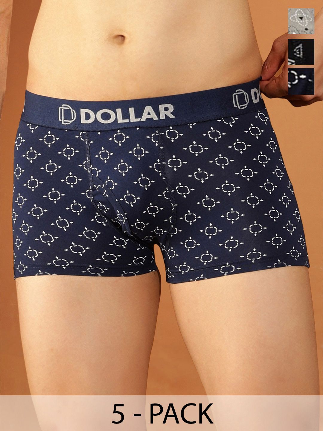 Buy Dollar Bigboss Men Printed Pack Of 5 Cotton Spandex Trunk -  - Apparel for Men