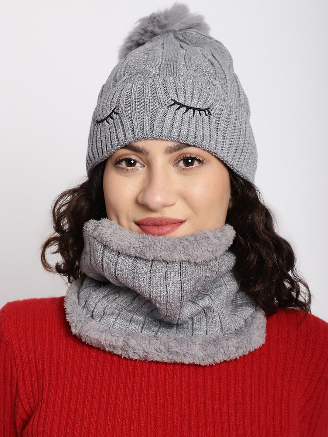 ELLIS Self Design Acrylic Beanie & Neck Cover